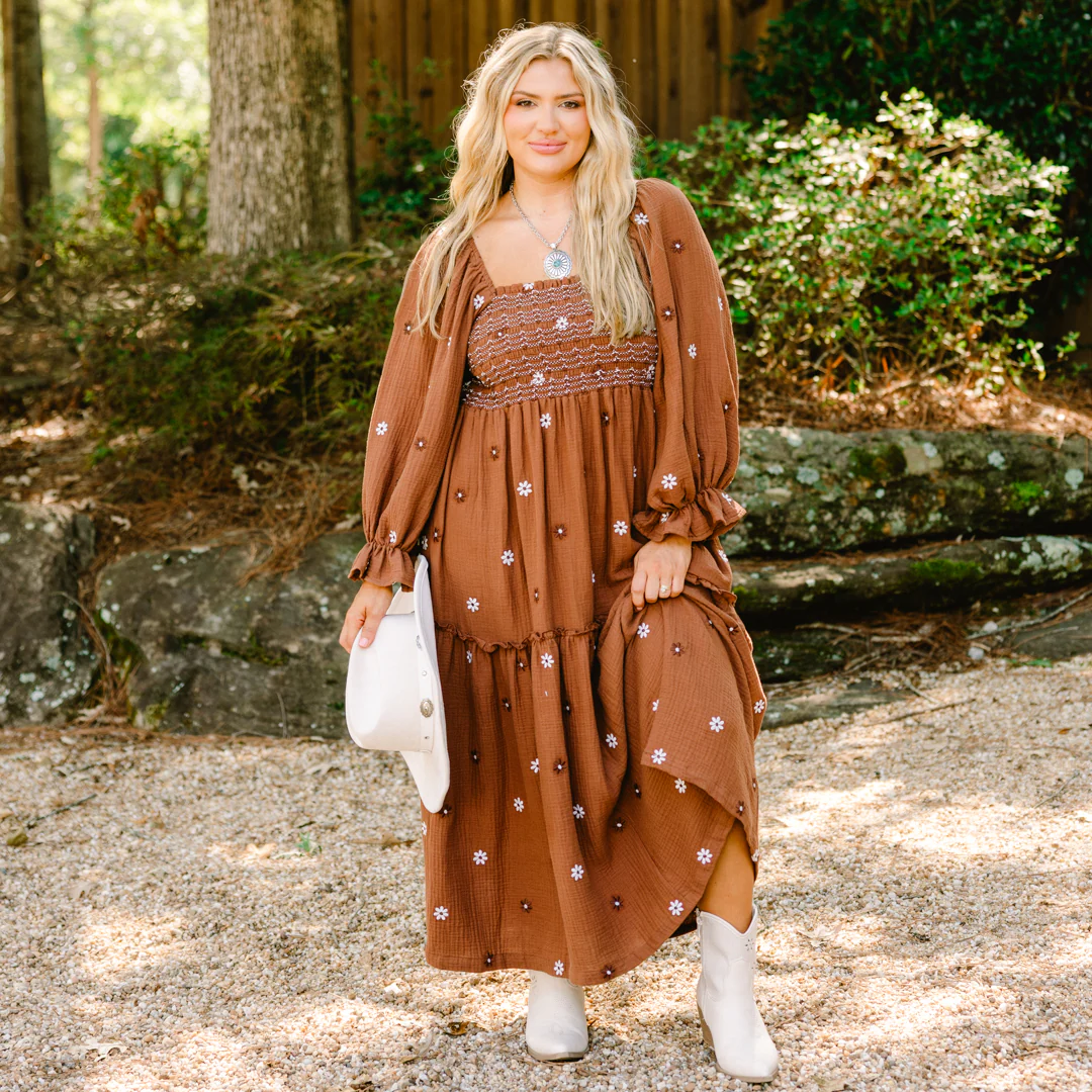 Wildflower Wonder Dress, Dark Brown - Giverhouse