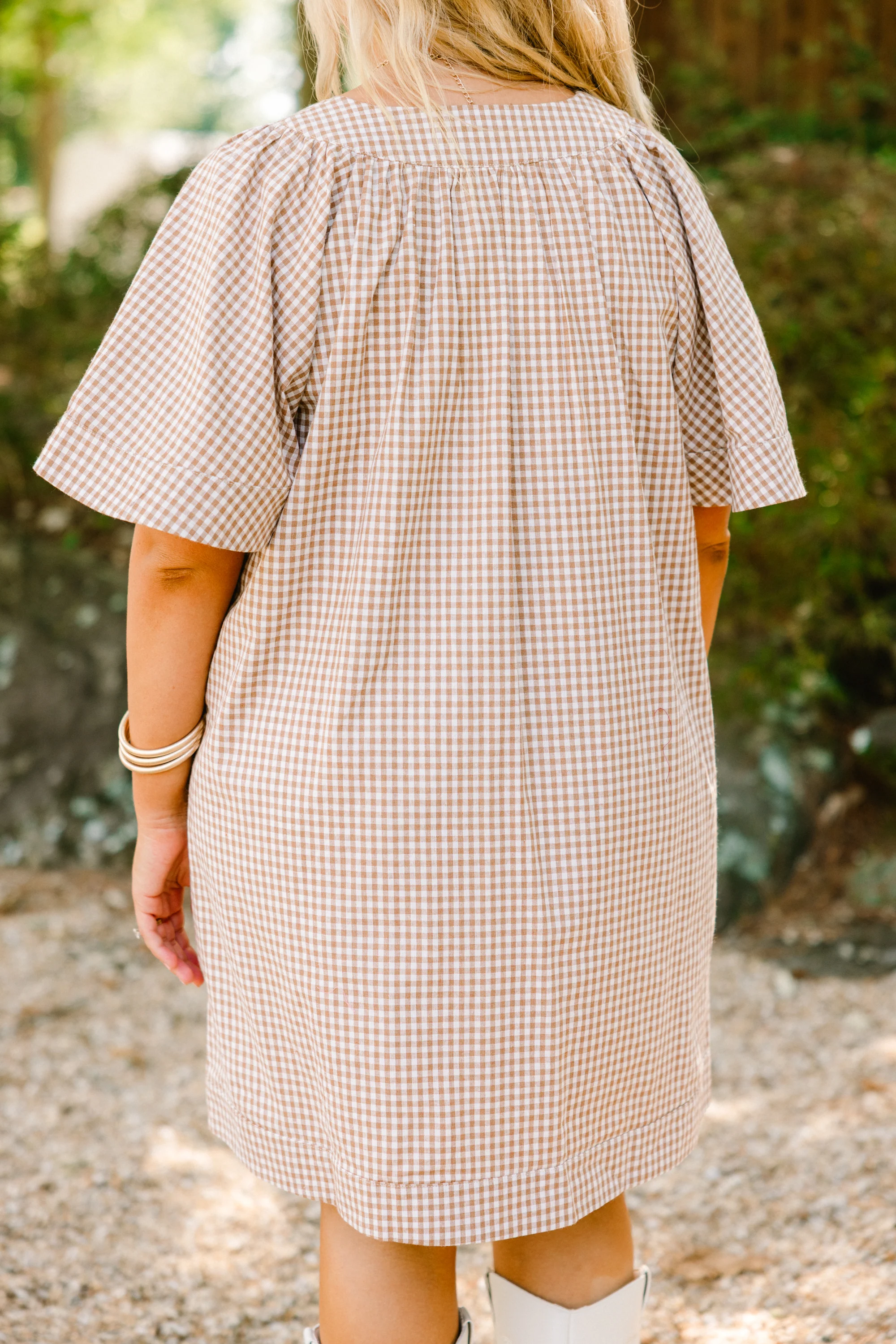 Going The Right Way Dress, Brown Gingham - Giverhouse