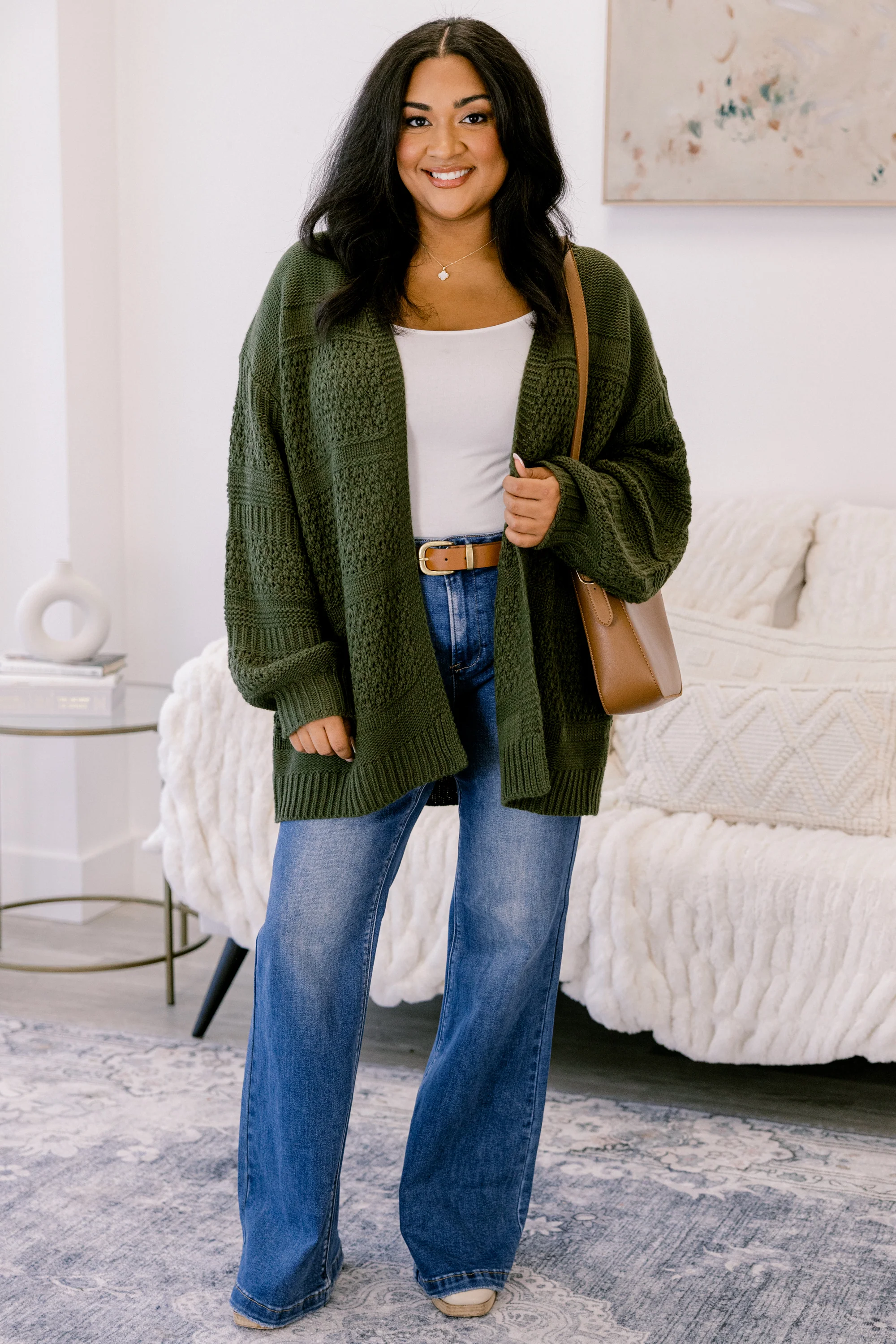Keepin' Cozy Cardigan, Green - Giverhouse