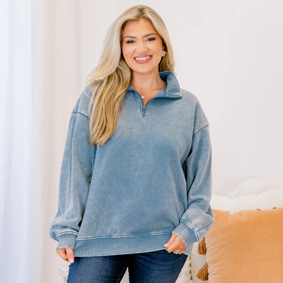 Time To Tell Pullover, Blue Grey - Giverhouse