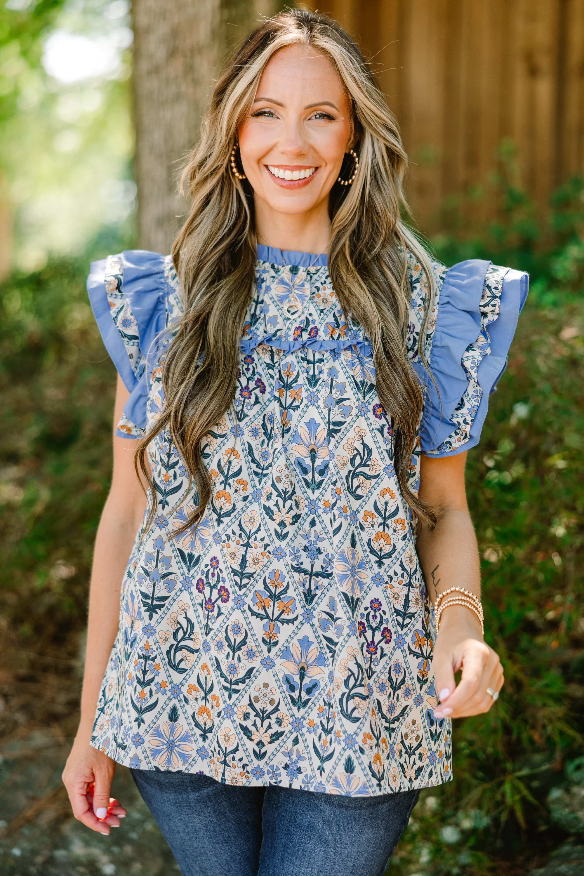 Daisy Dreams Top, Blue Block - Giverhouse