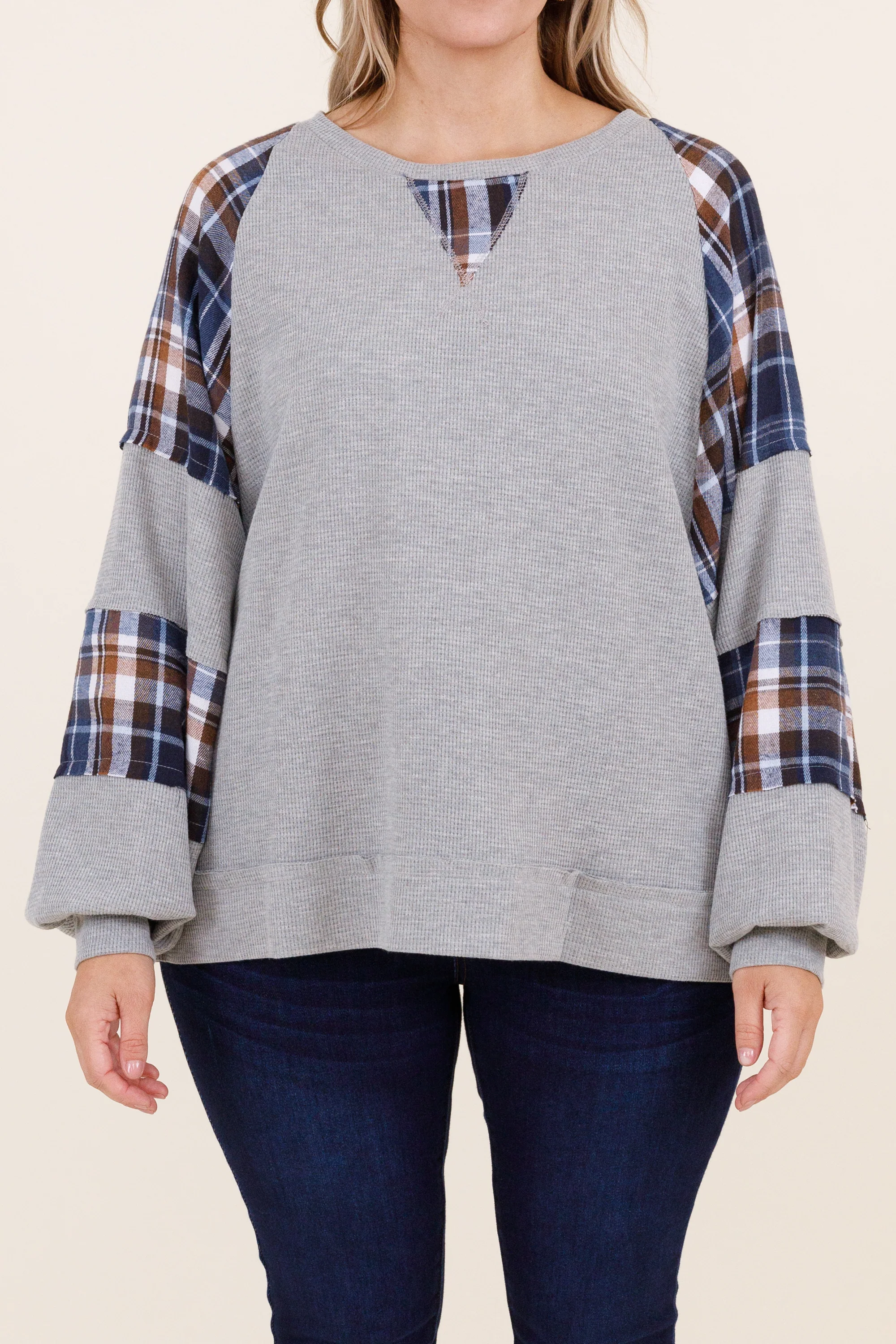 Open The Door For Me Top, Gray - Giverhouse