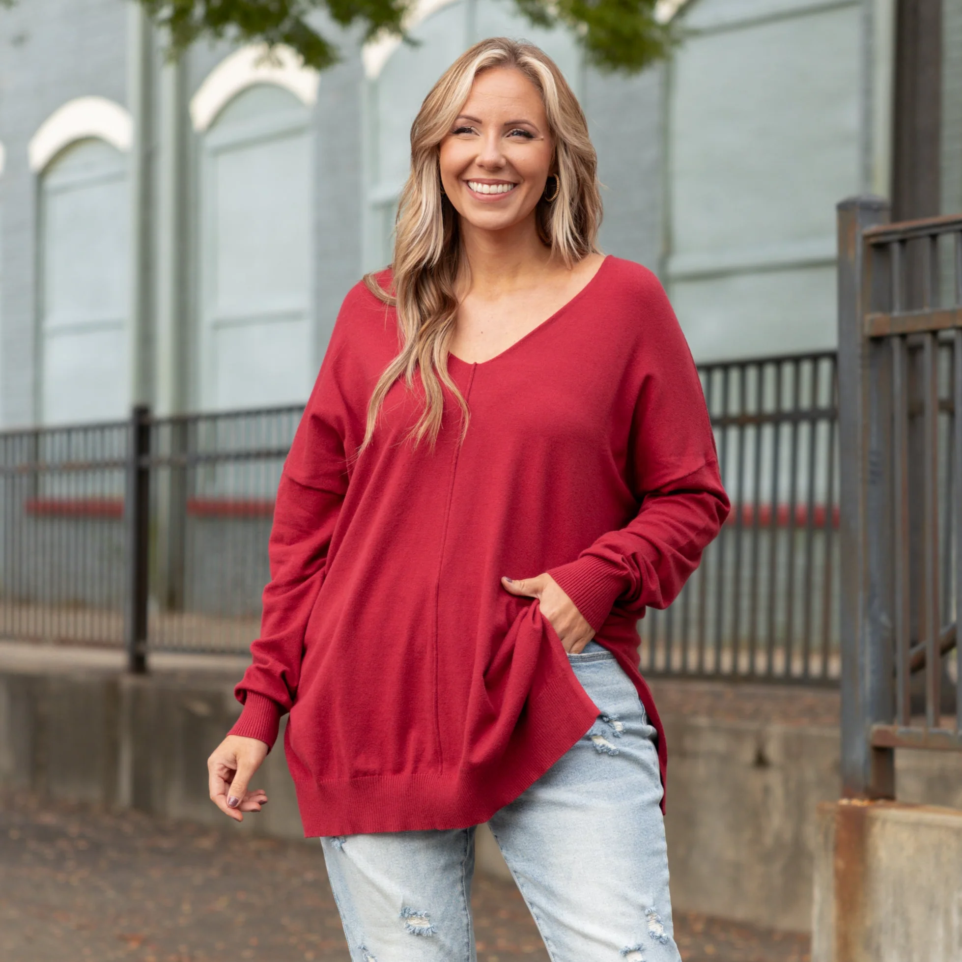 Miss Who I Was Sweater, Dark Rust - Giverhouse