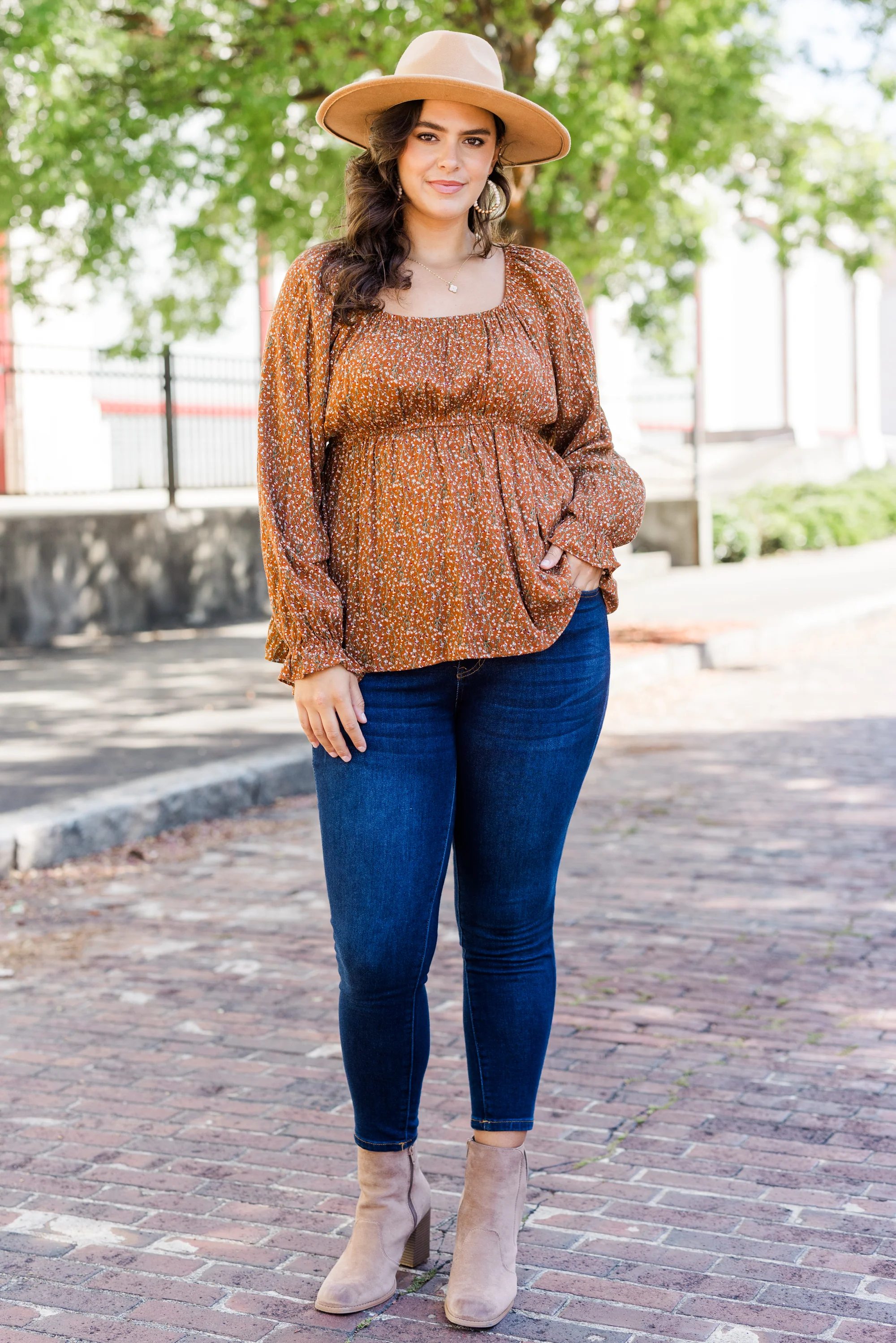 Stay In Love Top, Brown - Giverhouse