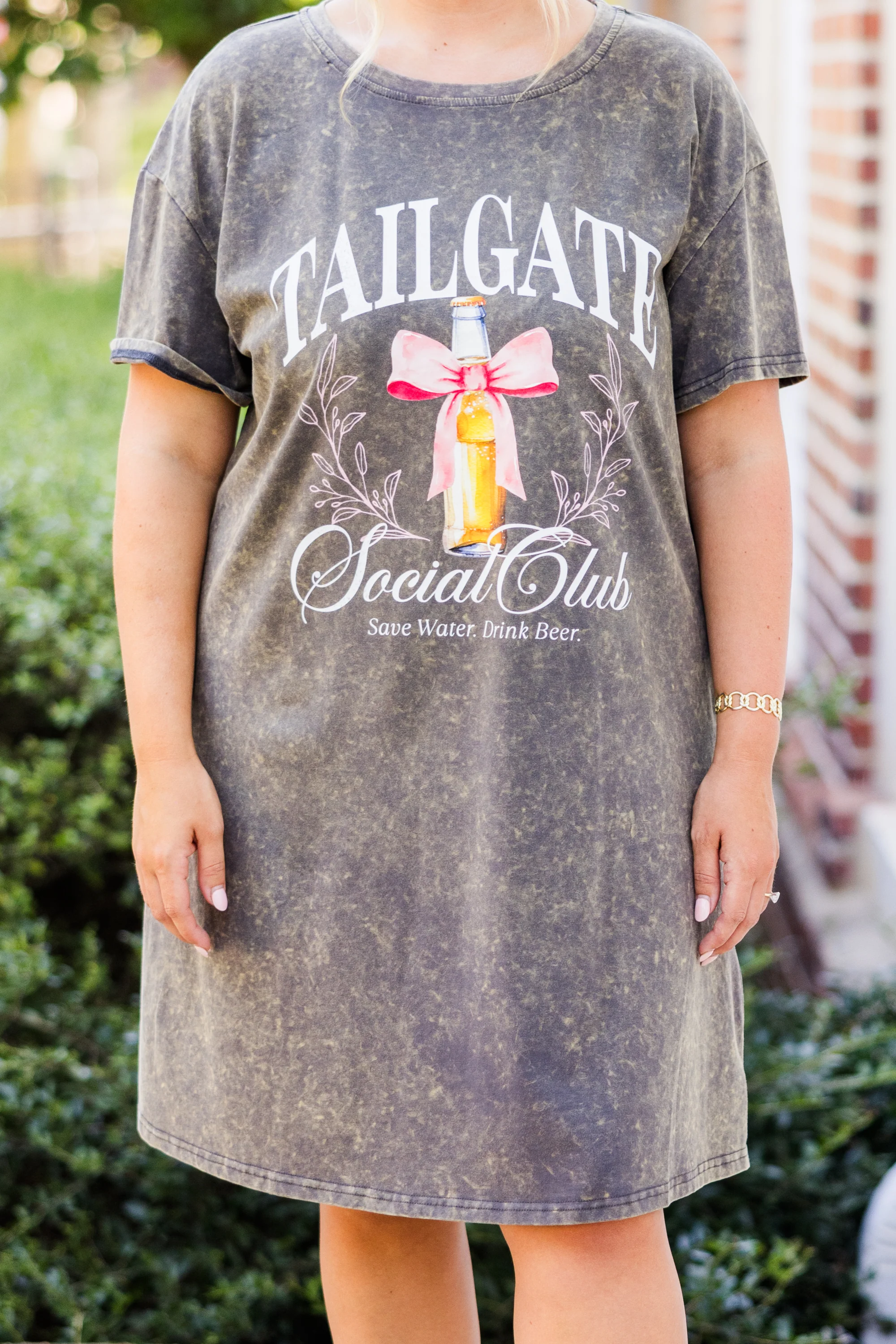Tailgate Social Club T-Shirt Dress, Charcoal - Giverhouse