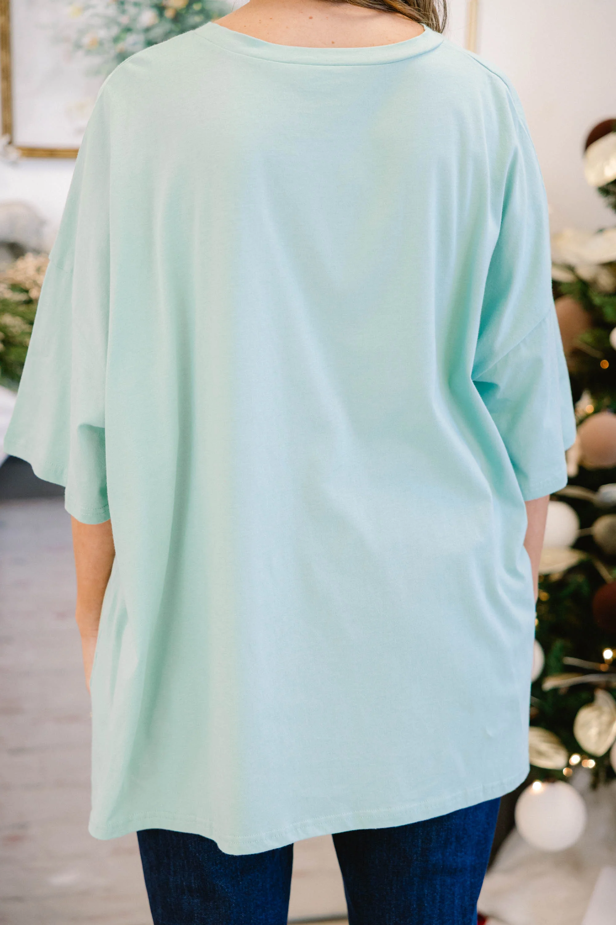 Merry Little Christmas Boyfriend Tee, Light Green - Giverhouse