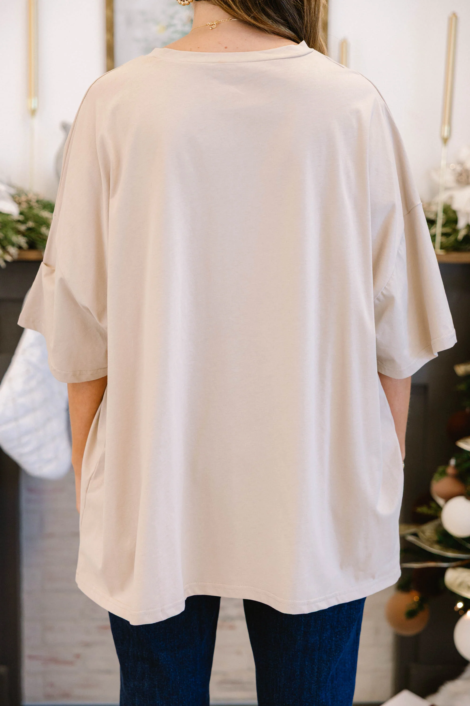 Cozy Bear Boyfriend Tee, Light Mocha - Giverhouse