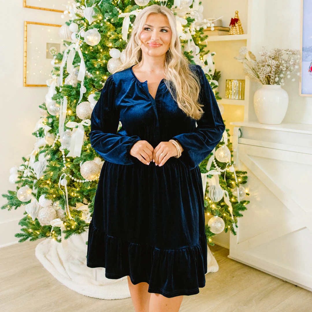 Velvet Vine Dress, Blue - Giverhouse