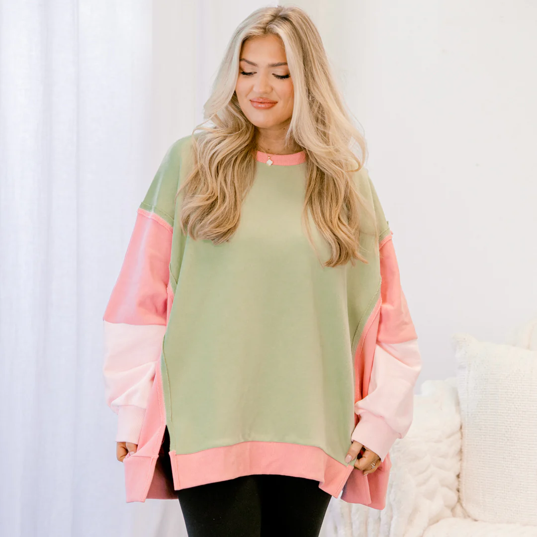 Rising To The Opportunity Pullover, Green-Pink - Giverhouse