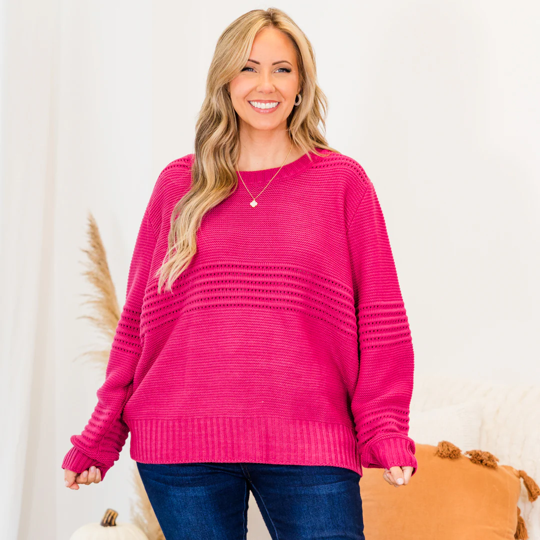 Missing You Dearly Sweater, Magenta - Giverhouse