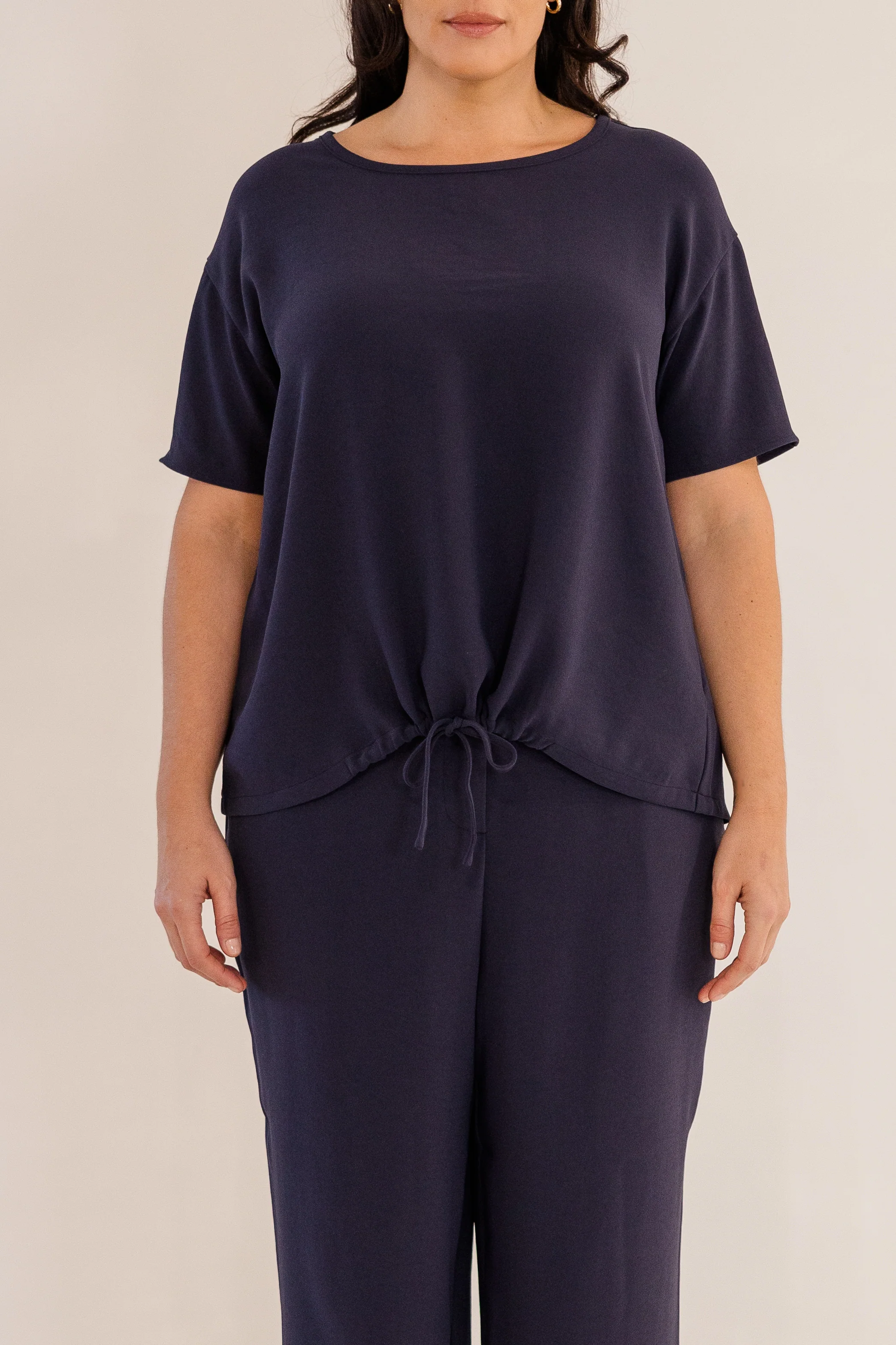 Ricker Tie Hem Top, Ink Navy - Giverhouse