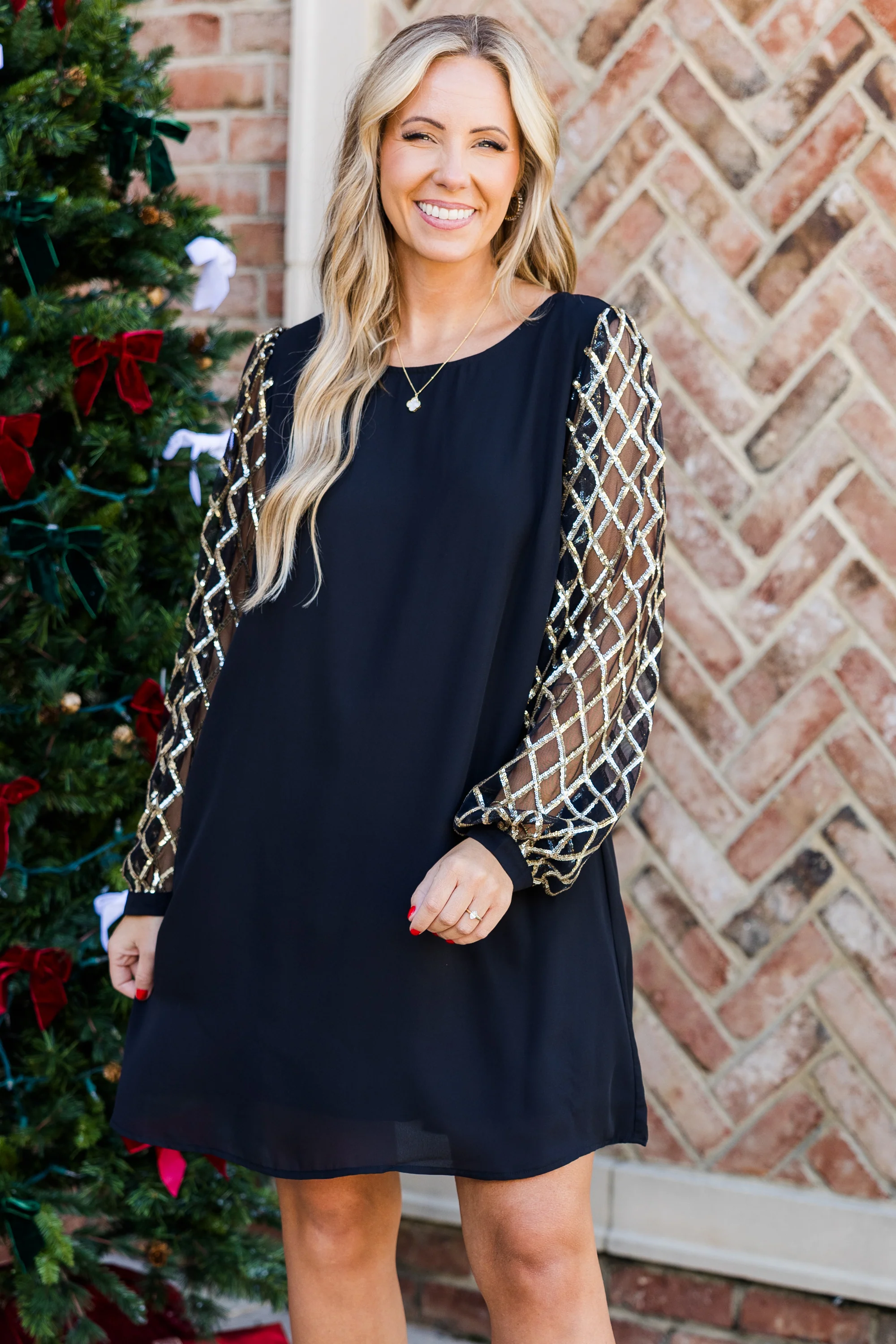 Enchant My Dreams Dress, Black-Gold - Giverhouse