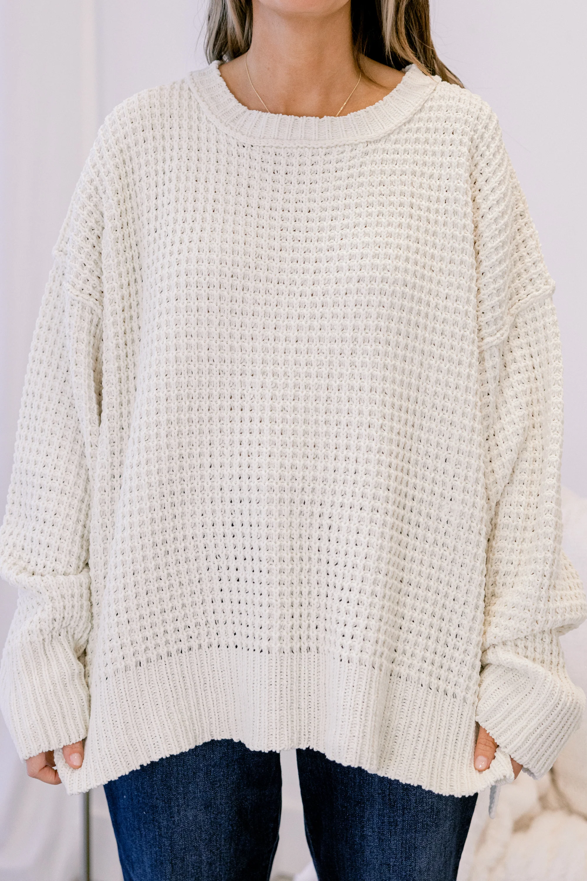 Falling Petals Sweater, Cream - Giverhouse