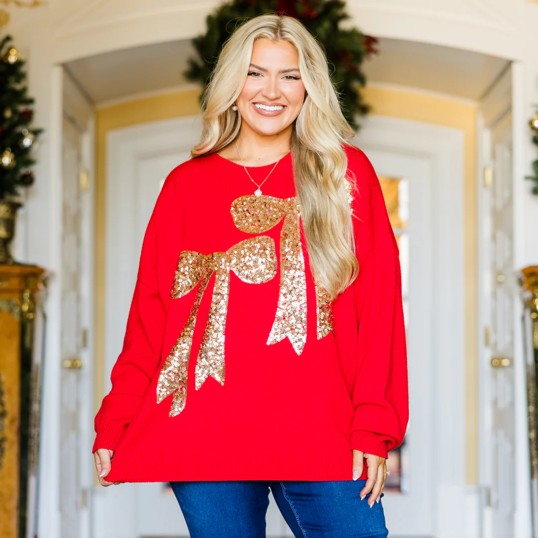 Presents Beautifully Wrapped Sweater, Red - Giverhouse