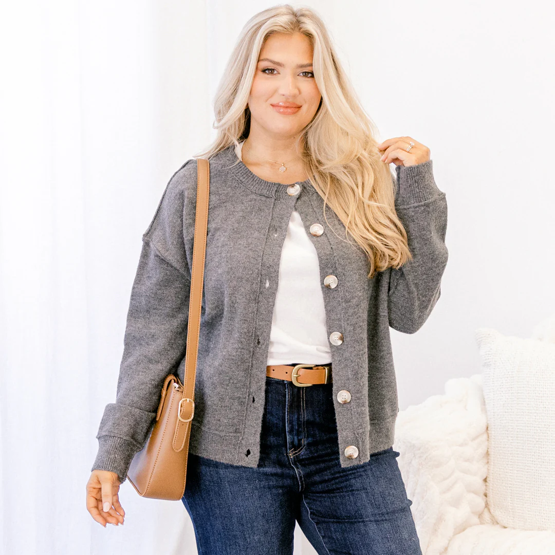 Out There Somewhere Cardigan, Gray - Giverhouse