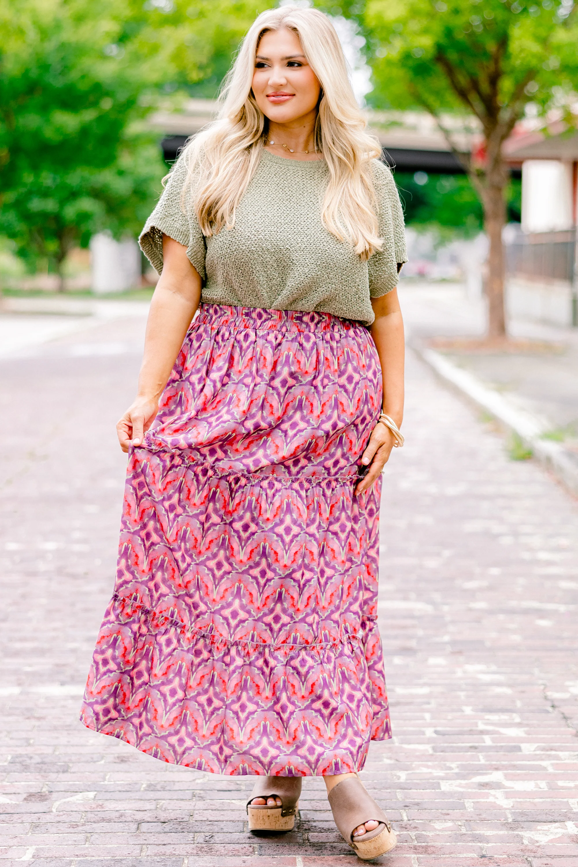 Whimsical Woman Maxi Skirt, Magenta - Giverhouse