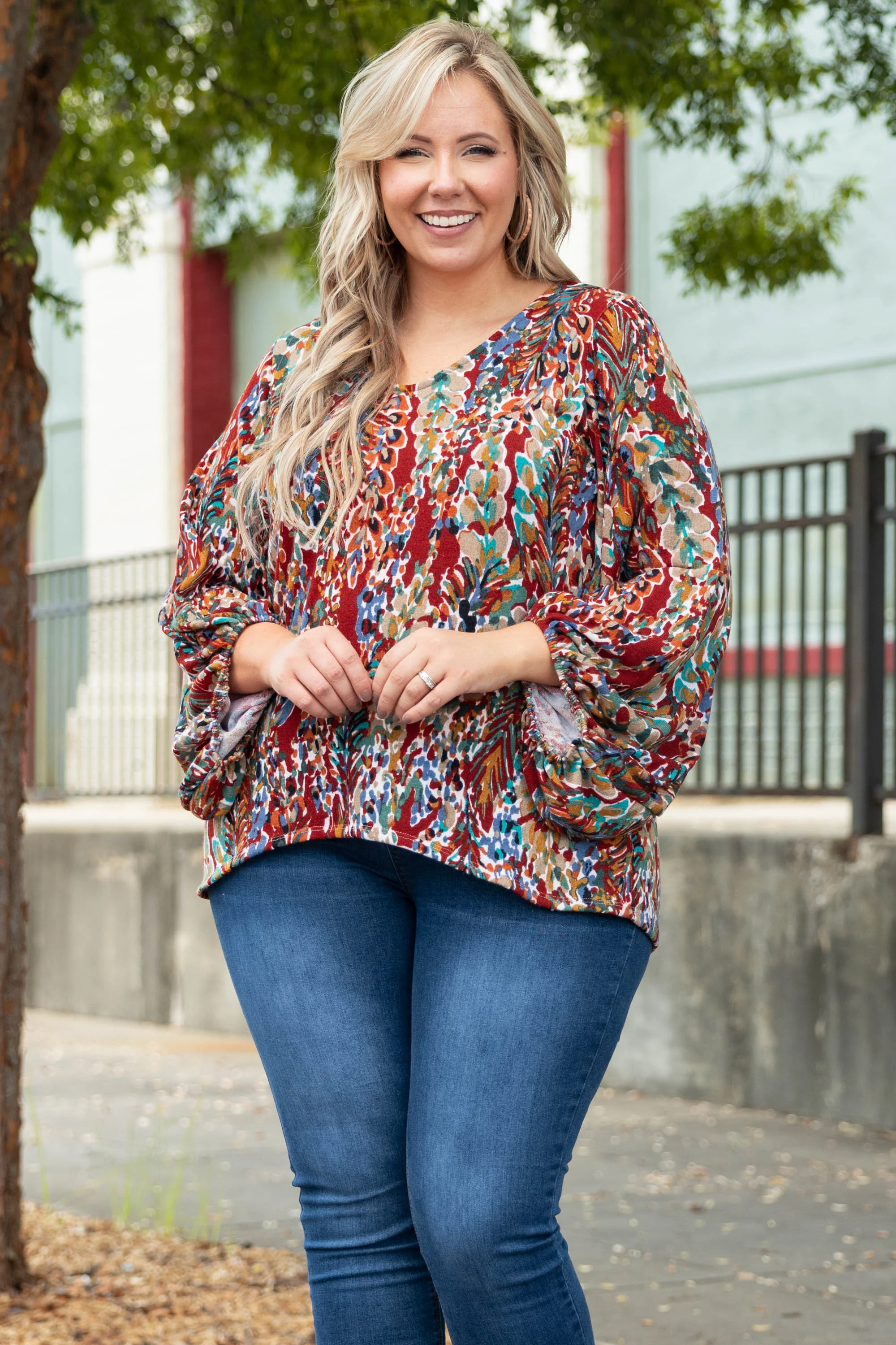 Honey Floral Top, Marsala - Giverhouse