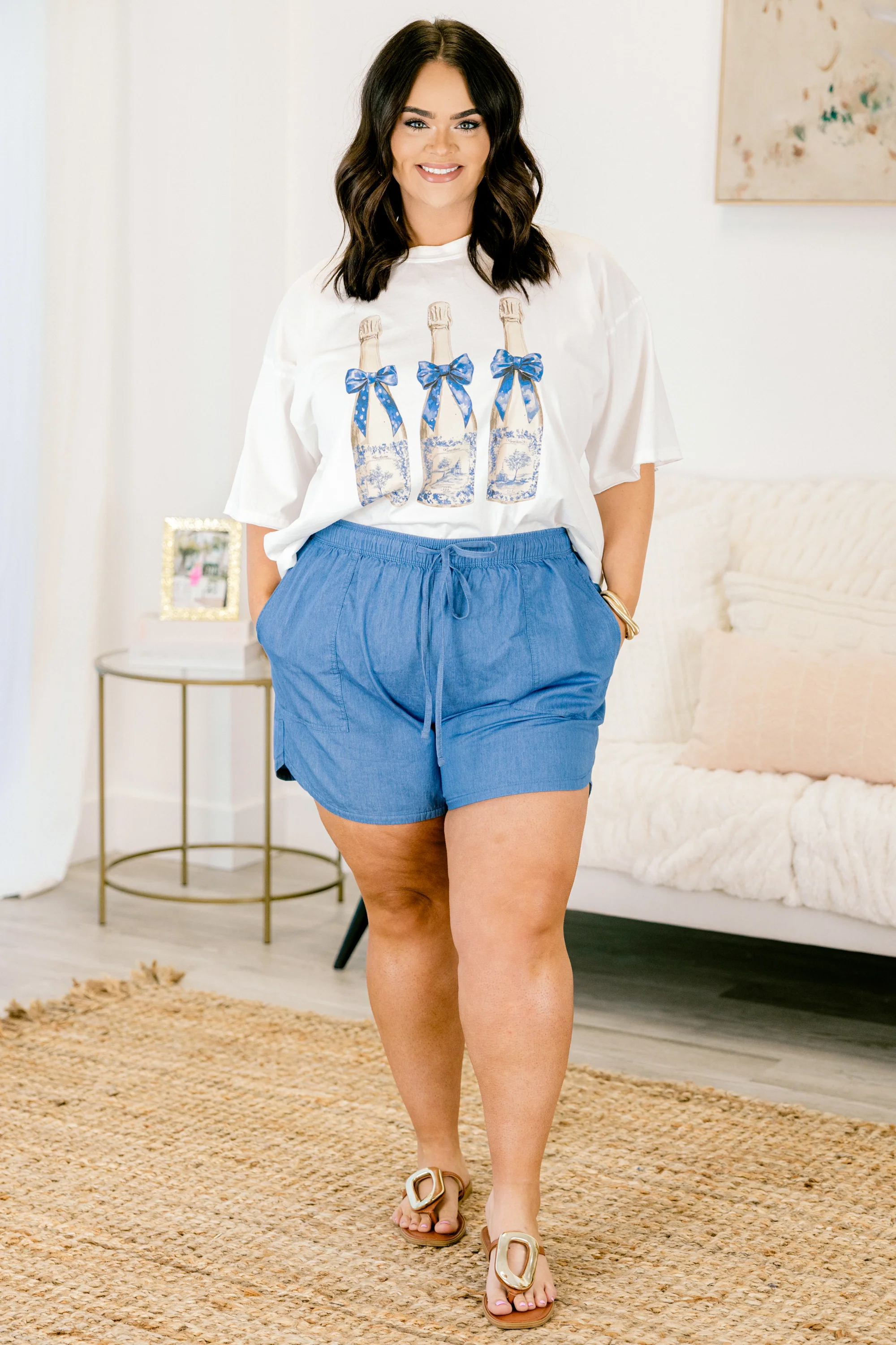 Champagne Celebration Vintage Wash Tee, White - Giverhouse