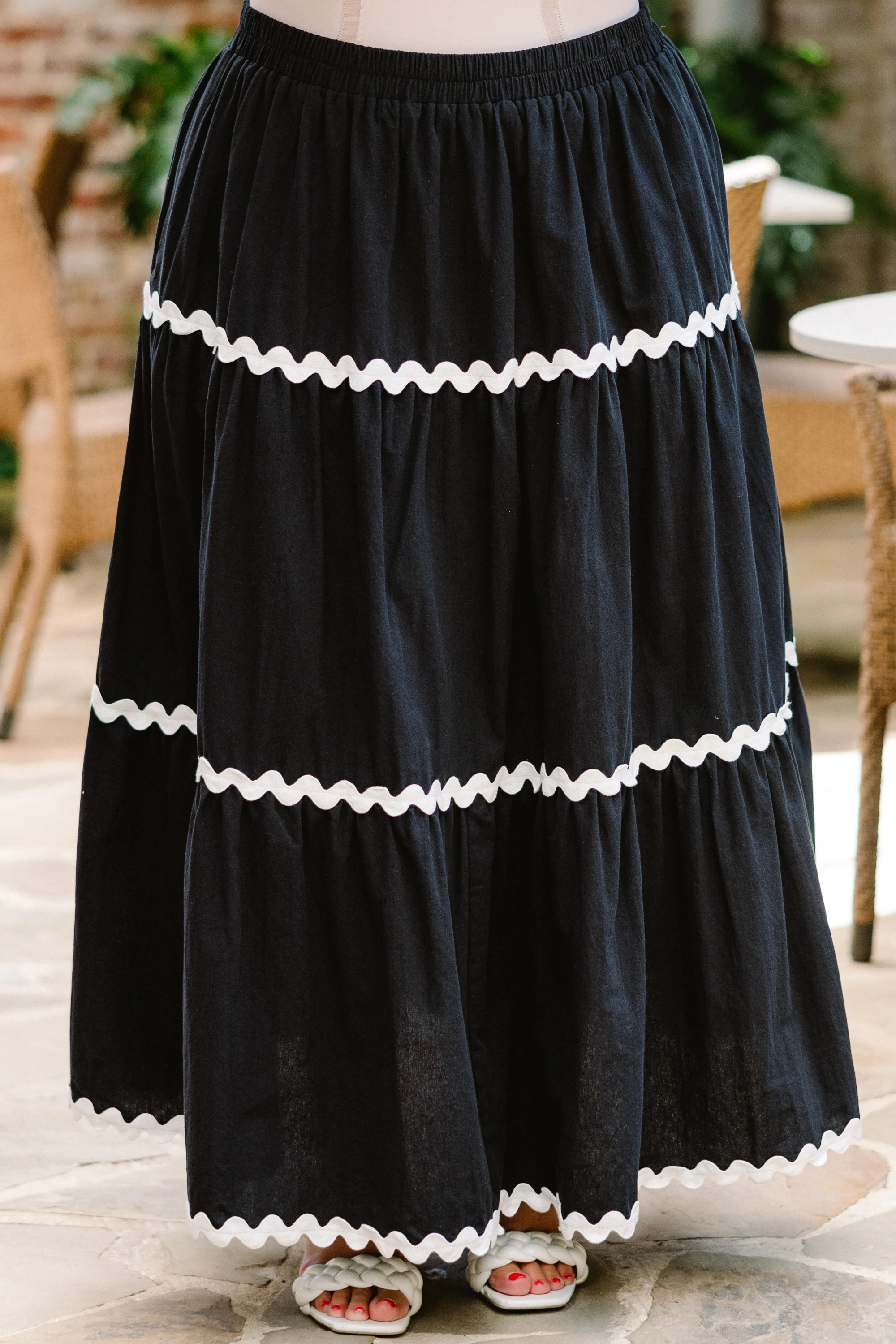 Shared Feelings Maxi Skirt, Black-Ivory - Giverhouse