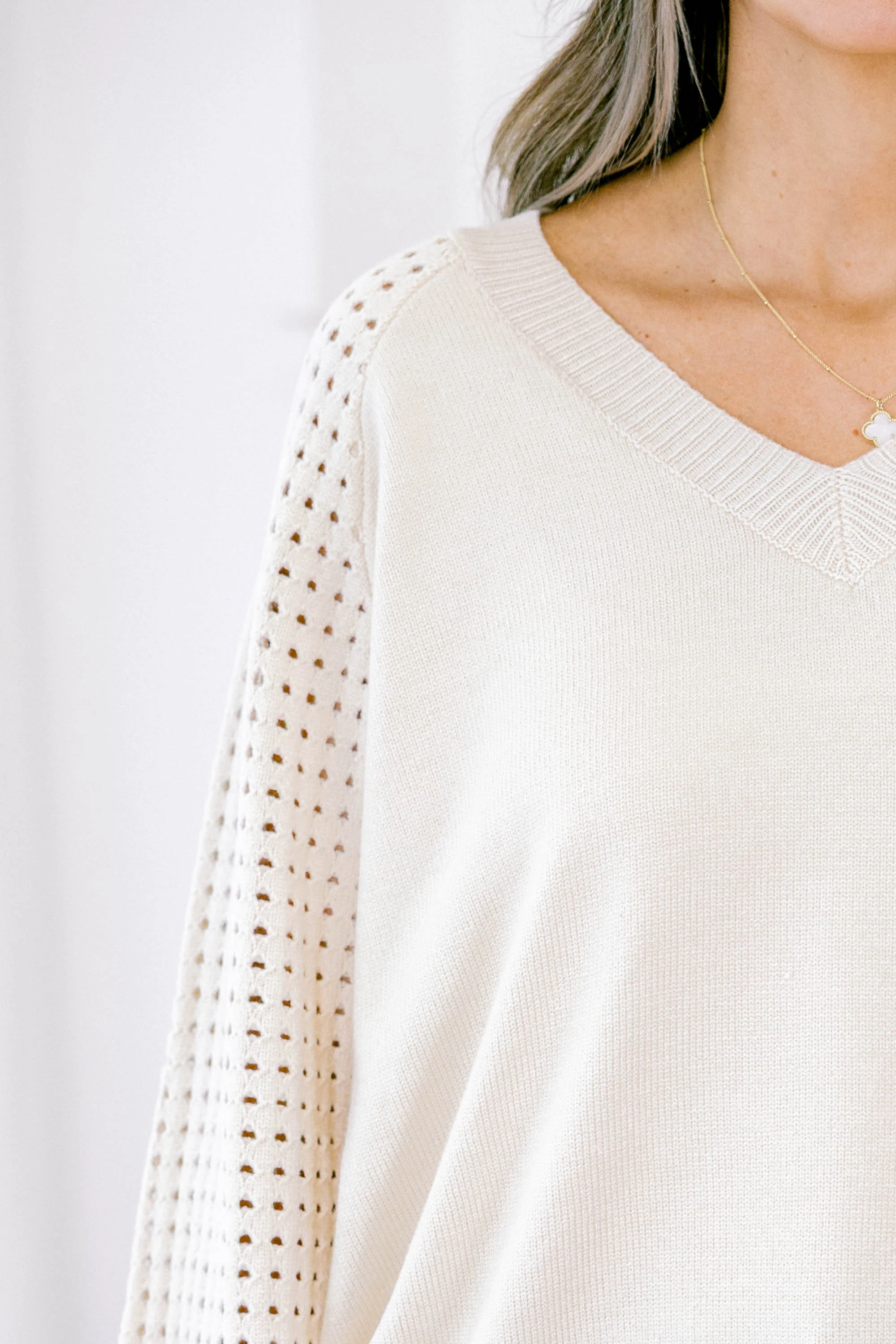 Lighten My Mood Sweater, Cream - Giverhouse