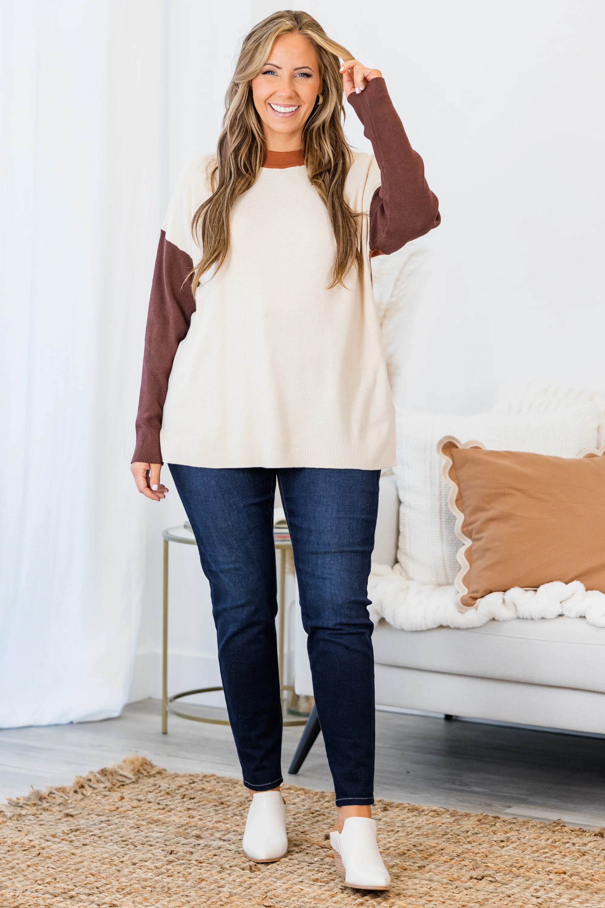 Cheerful Moments Top, Oat/Clay - Giverhouse