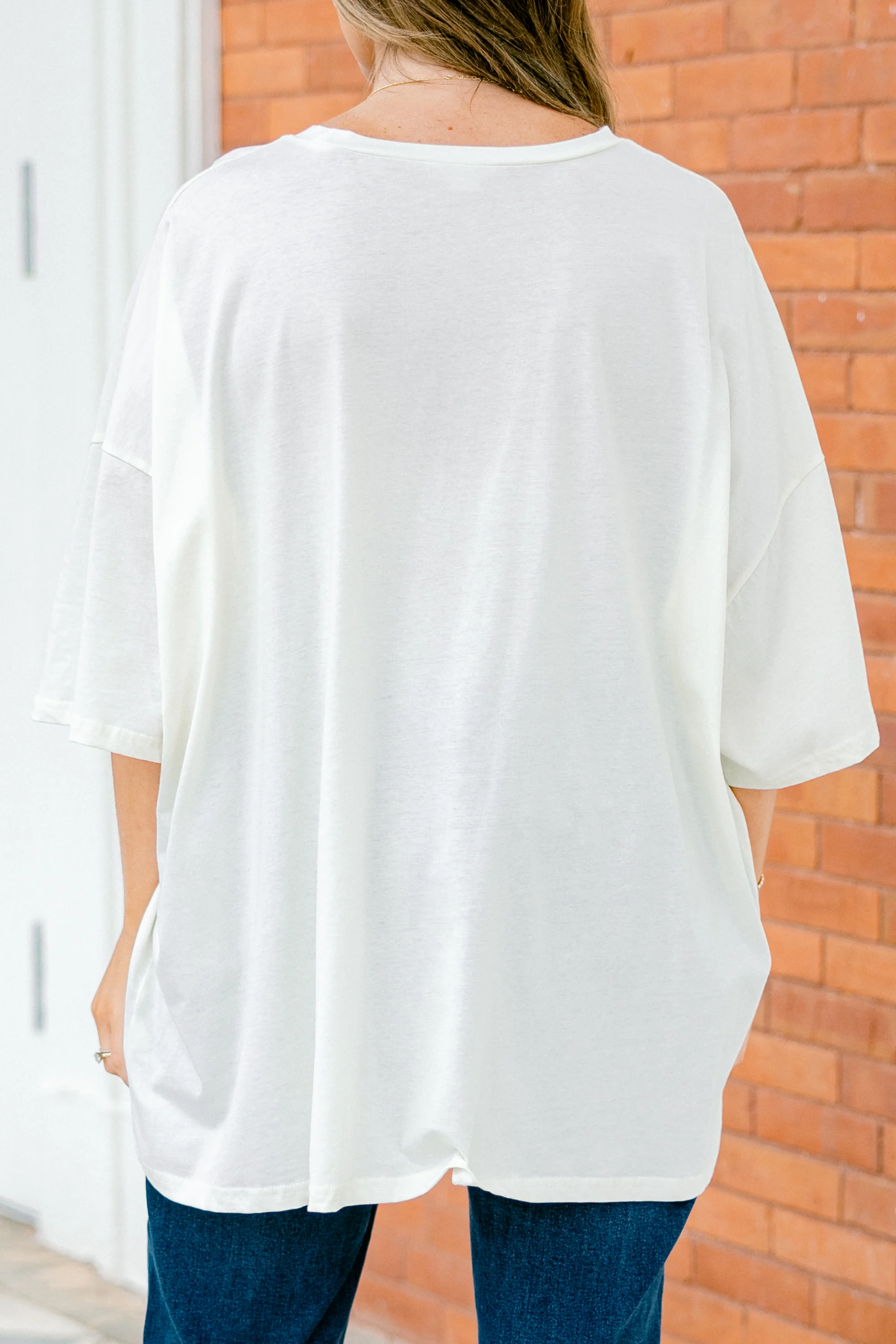 Gameday Smiles Boyfriend Tee, Ivory - Giverhouse