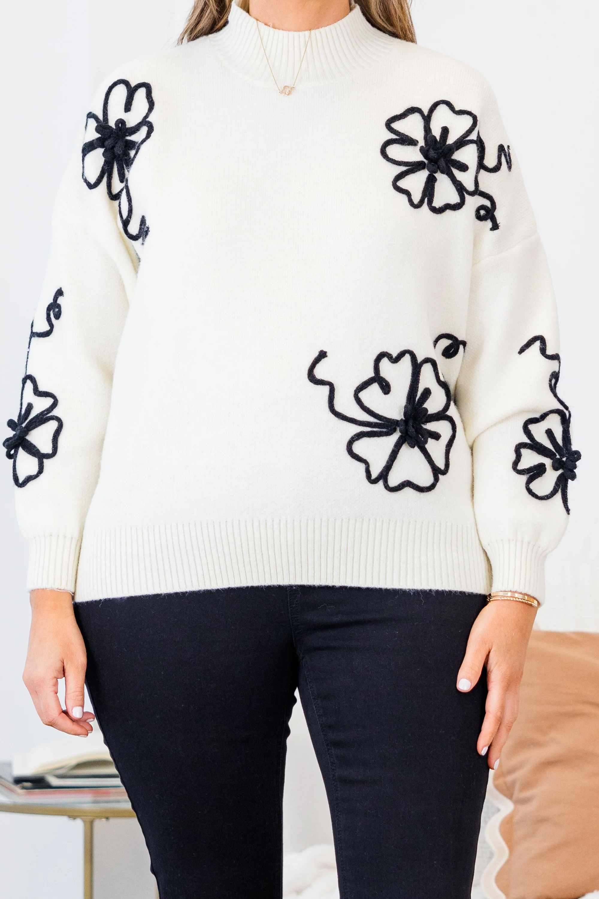 Flowering After Frost Sweater, Cream - Giverhouse