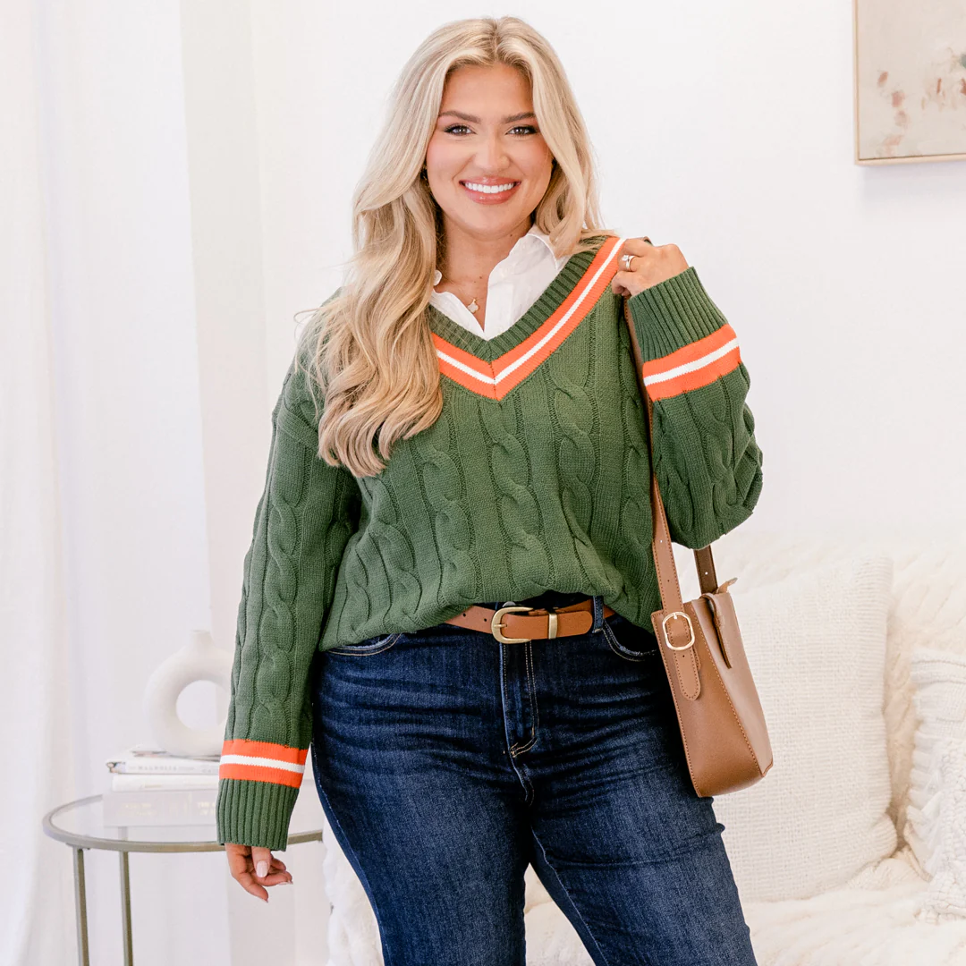 Someone To Remember Sweater, Green Stripe - Giverhouse