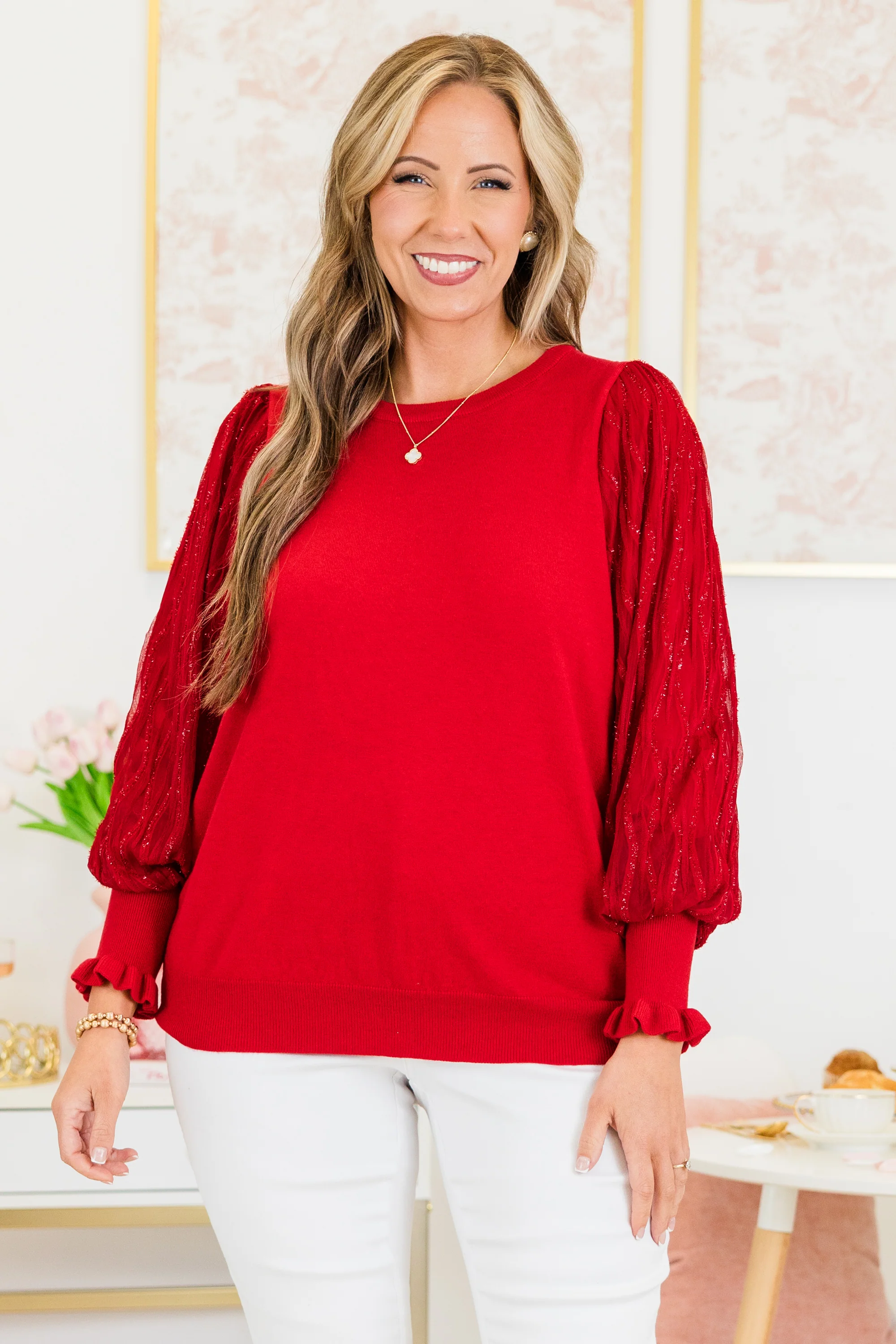 Give Me Beautiful Flowers Top, Red - Giverhouse