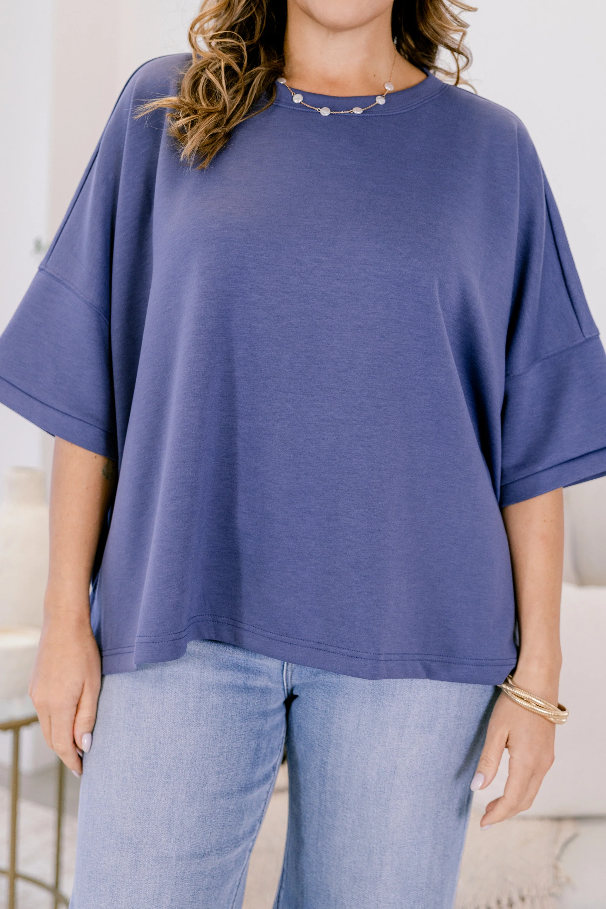 Comfortable Charm Top, Blue Indigo - Giverhouse