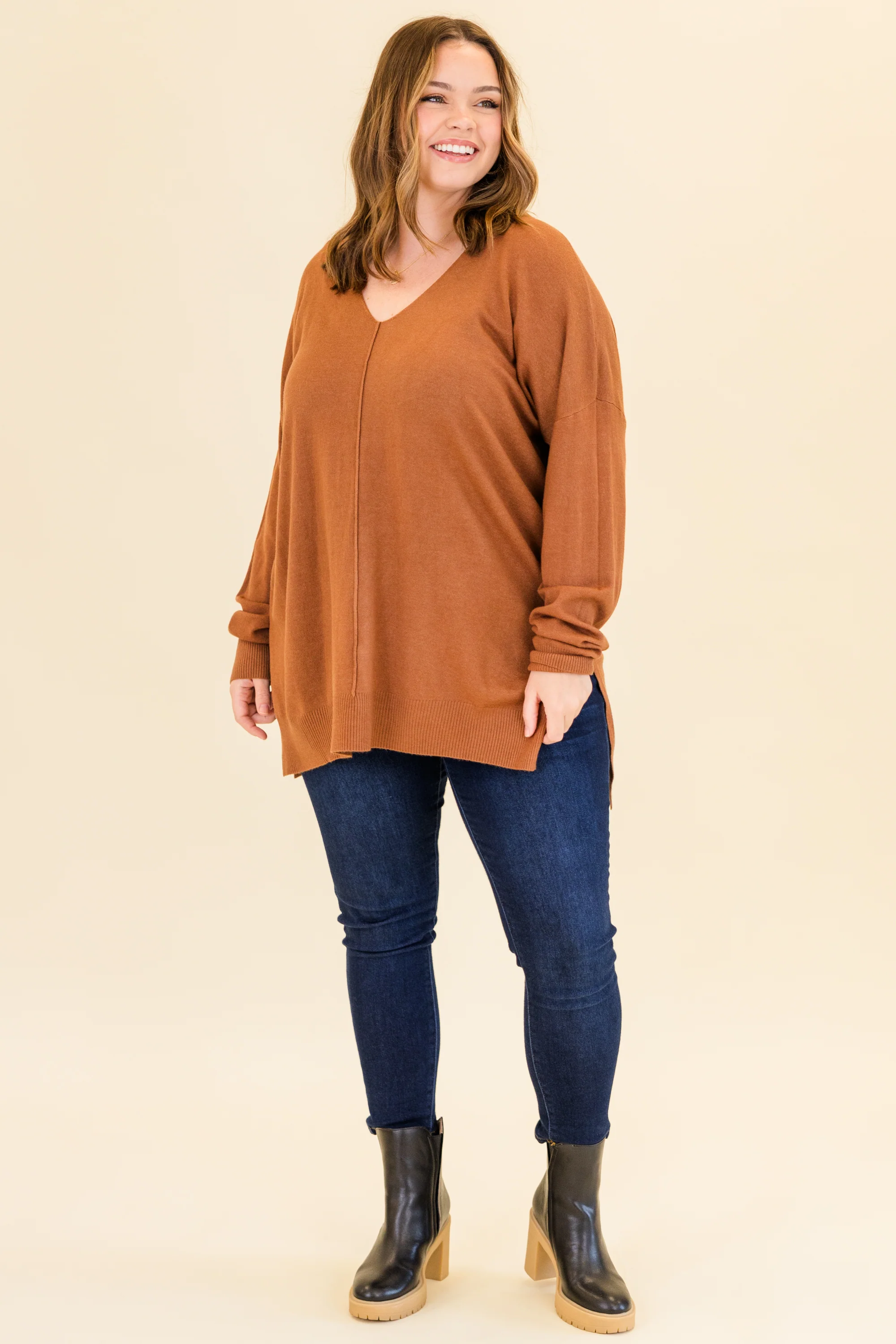 Perfect For Outside Sweater, Heather Deep Camel - Giverhouse