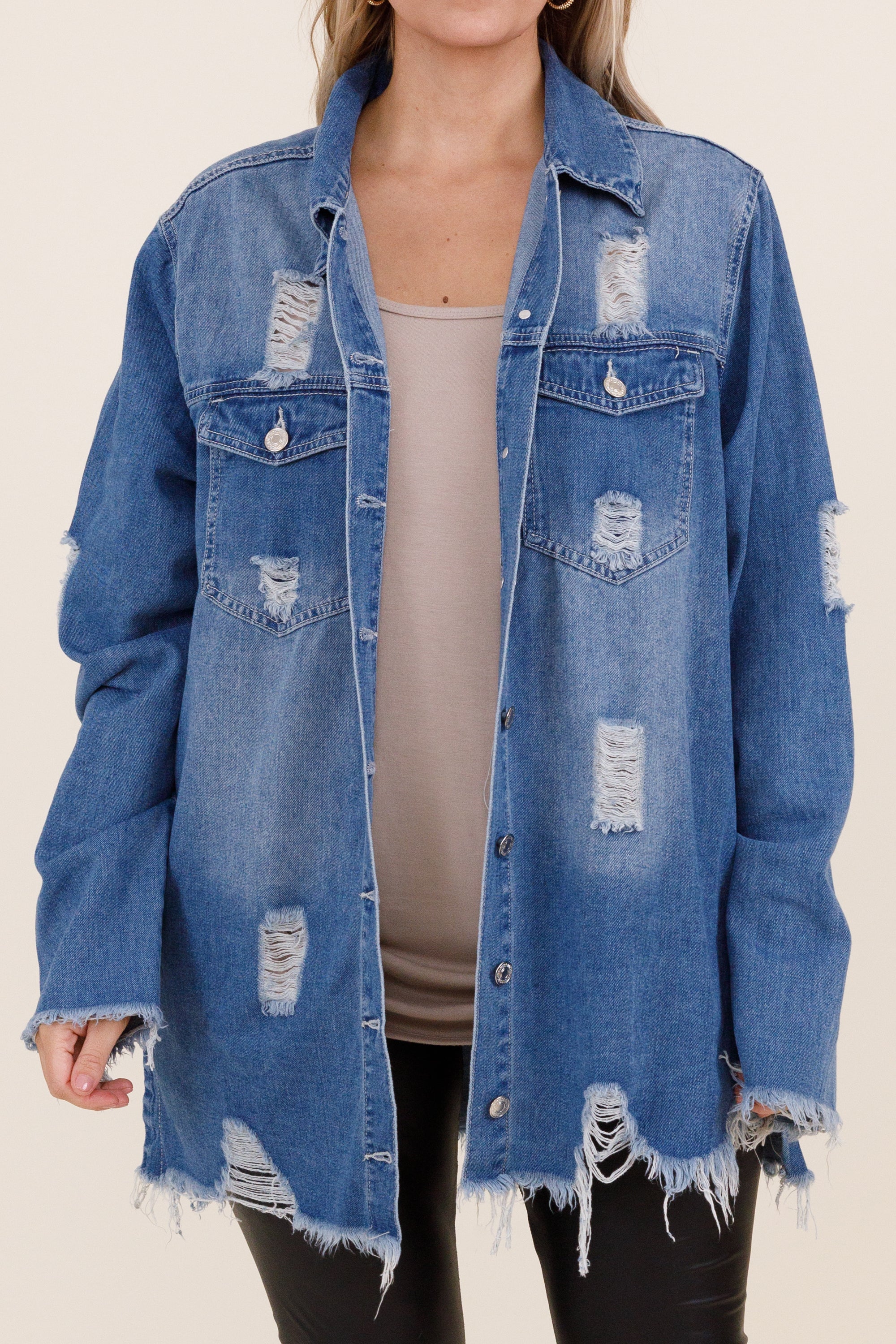 Hoping To Love You Jacket, Medium Wash - Giverhouse