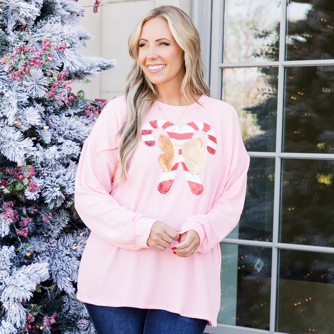 Santa's Sweetheart Pullover, Pink - Giverhouse