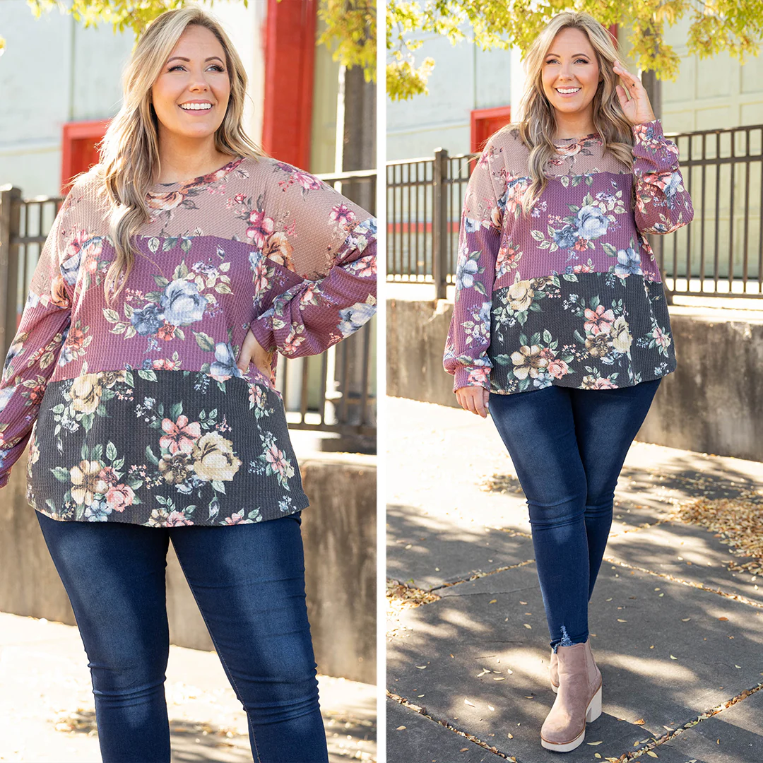 Falling Petals Top, Taupe - Giverhouse