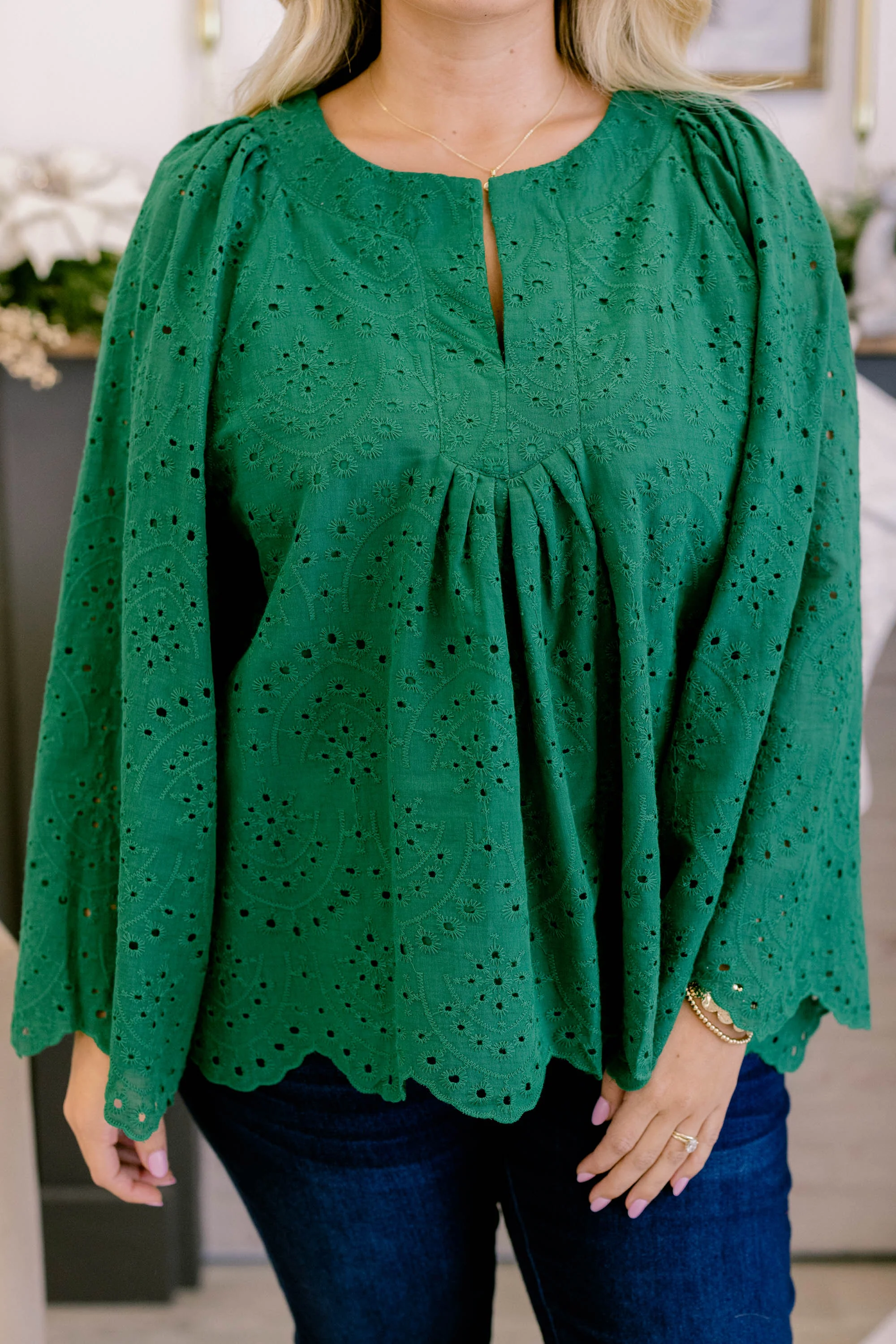 Free Like The Wind Top, Green Lace - Giverhouse