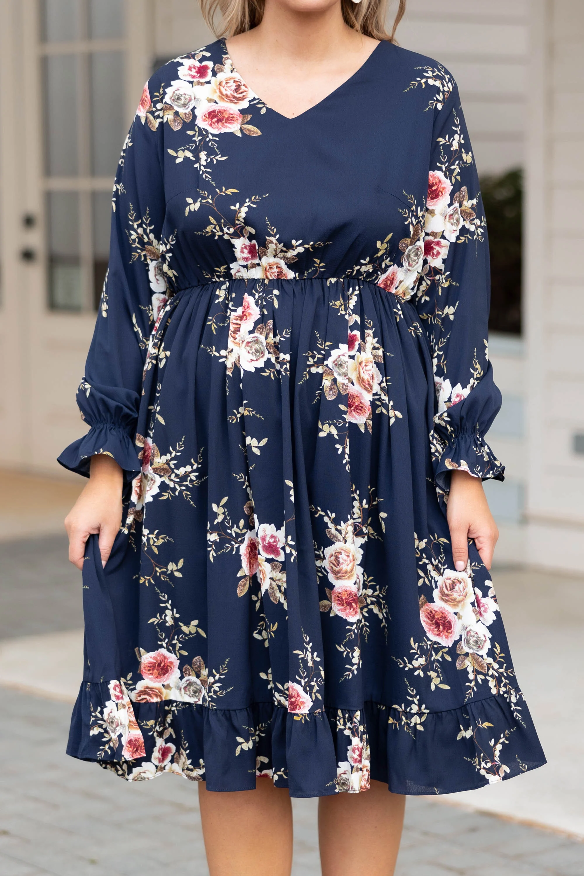 Beautifully Blooming Dress, Navy - Giverhouse