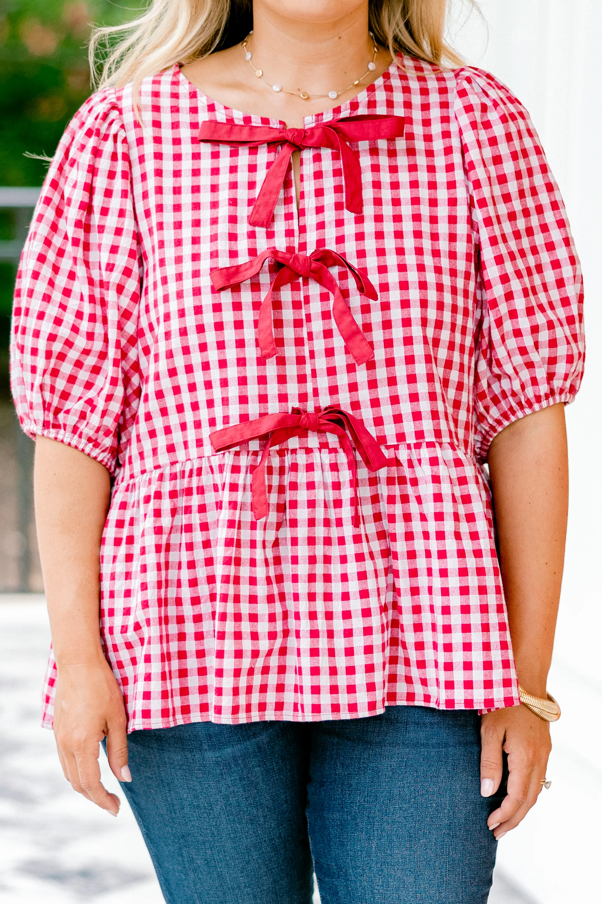 Take It Easy Now Top, Red Gingham - Giverhouse