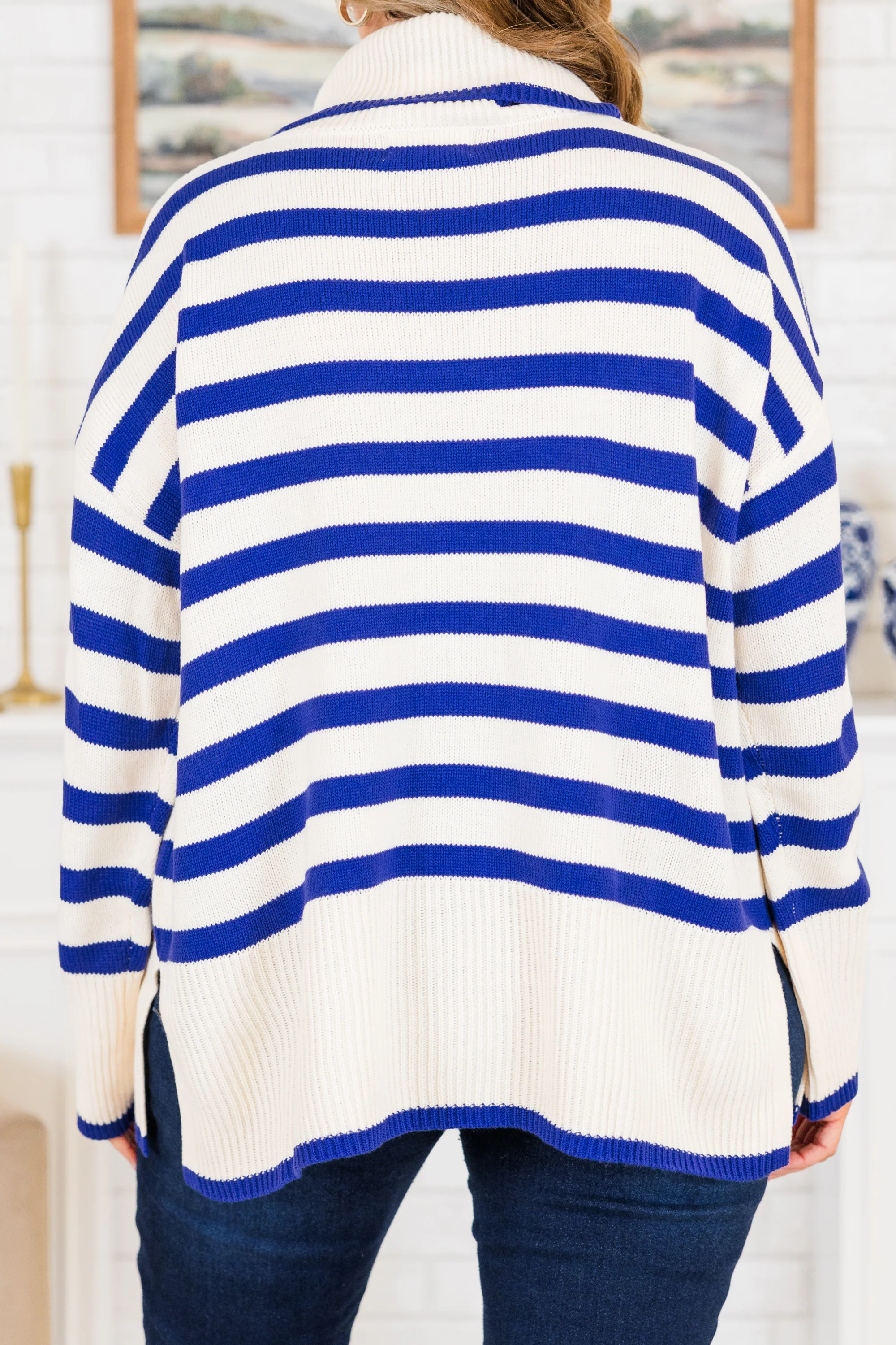 Striped Moments Sweater, Royal - Giverhouse