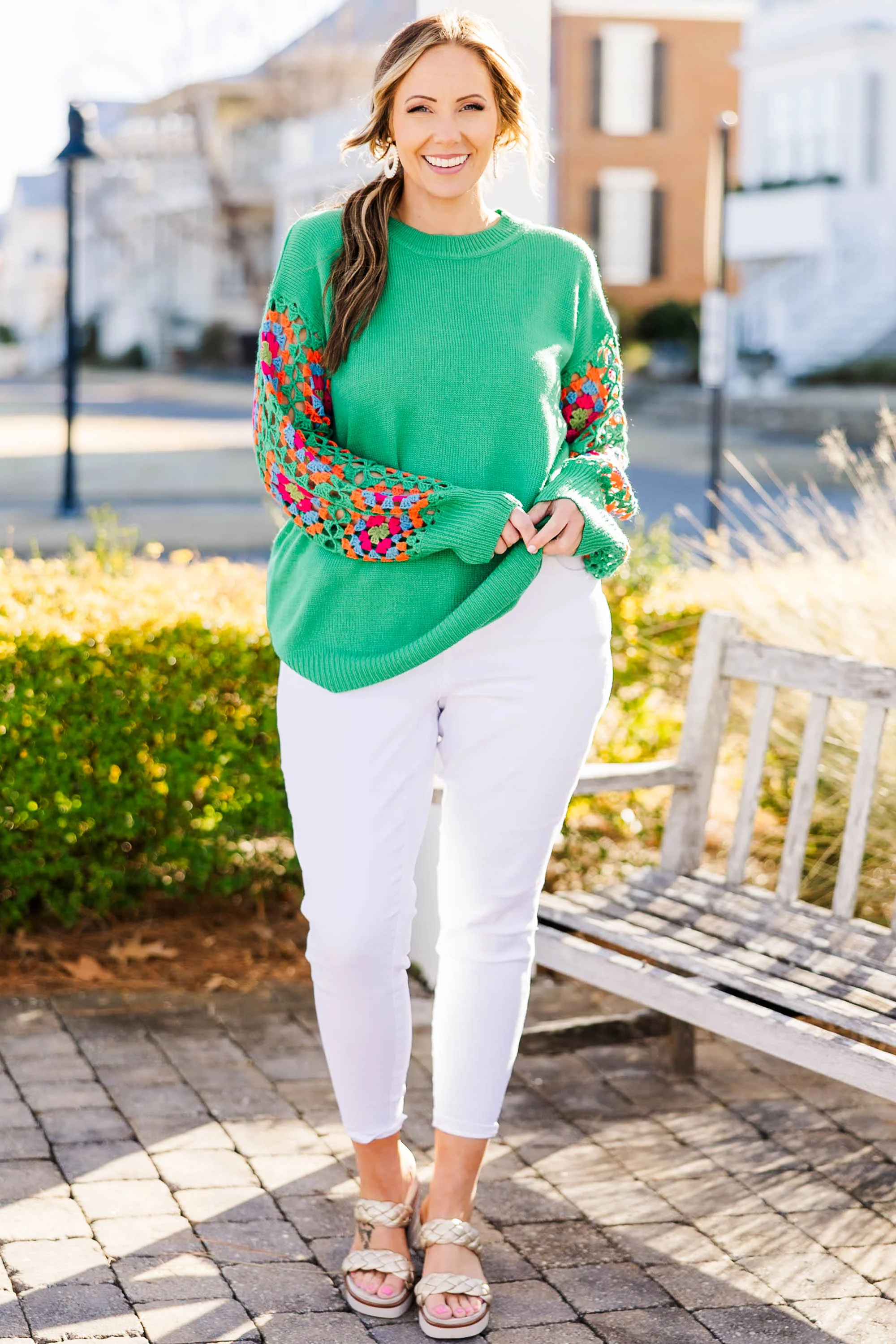 Queen of Peace Sweater, Kelly Green - Giverhouse