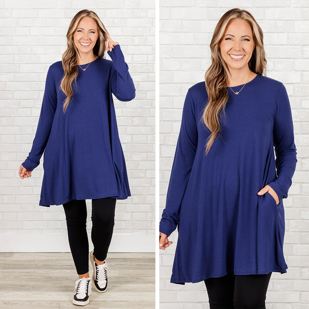 As Long As You're Here Tunic, Light Navy - Giverhouse