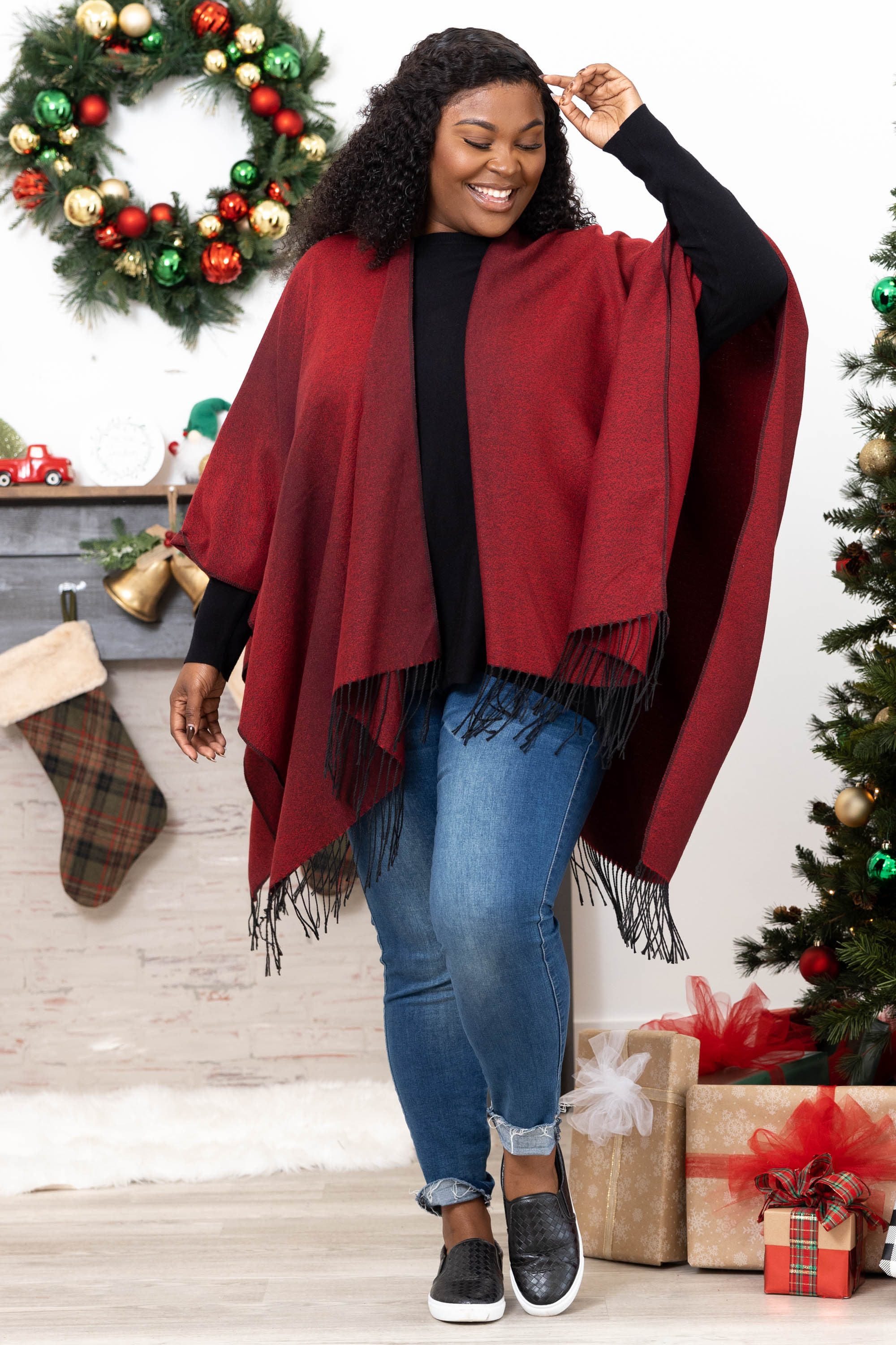 The Big Ending Poncho, Red - Giverhouse