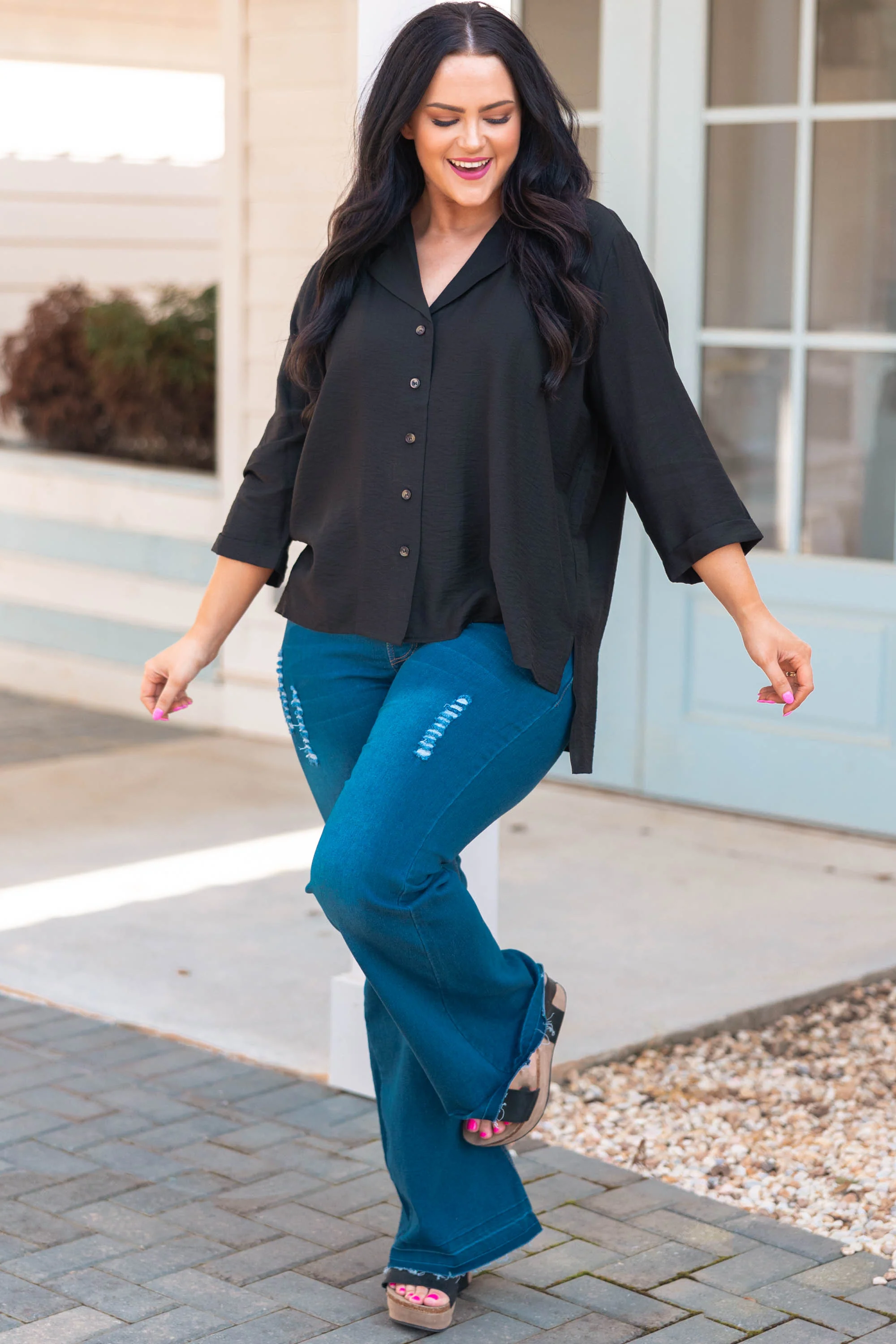 Pictured Together Top, Black - Giverhouse