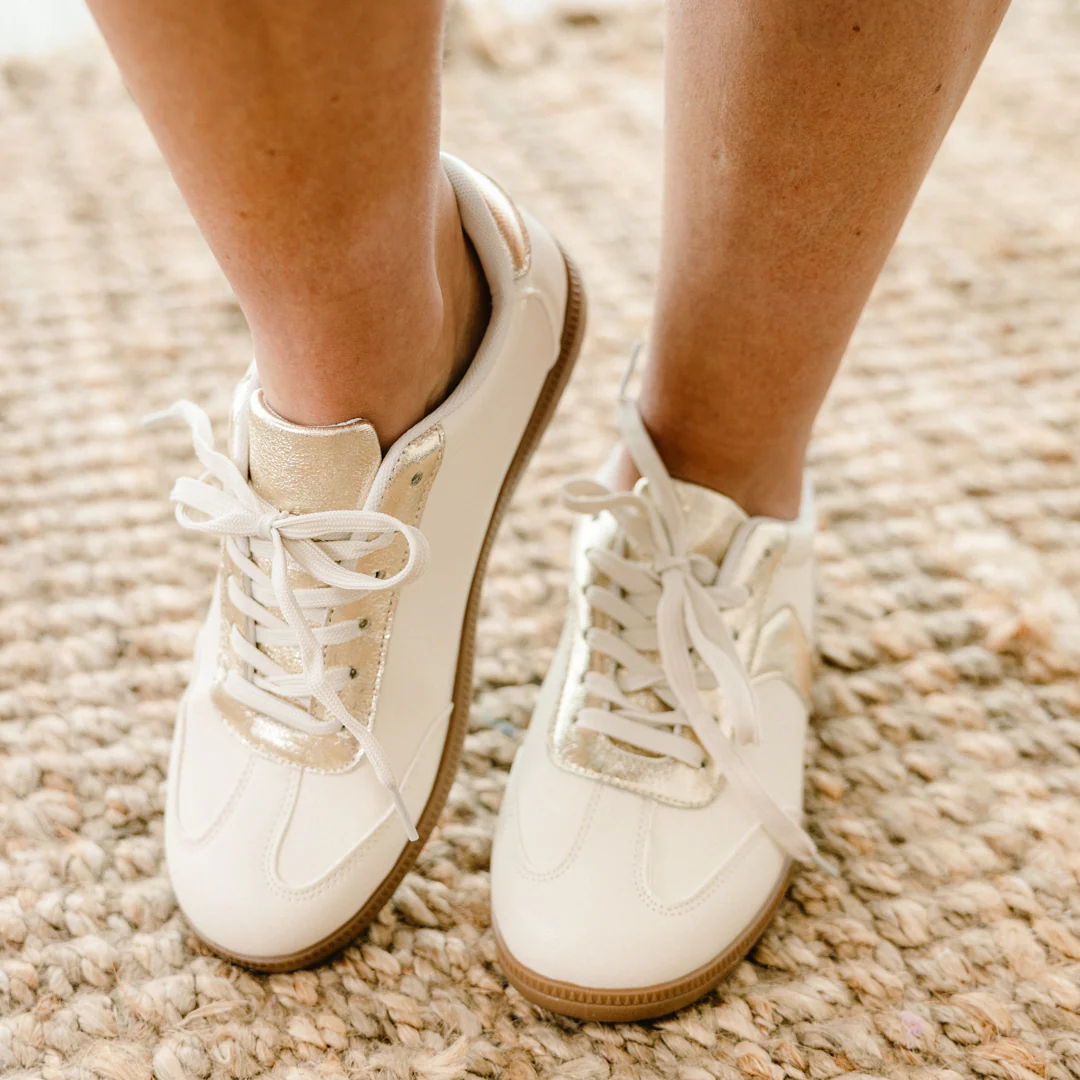 Meet Me In August Sneakers, Gold - Giverhouse