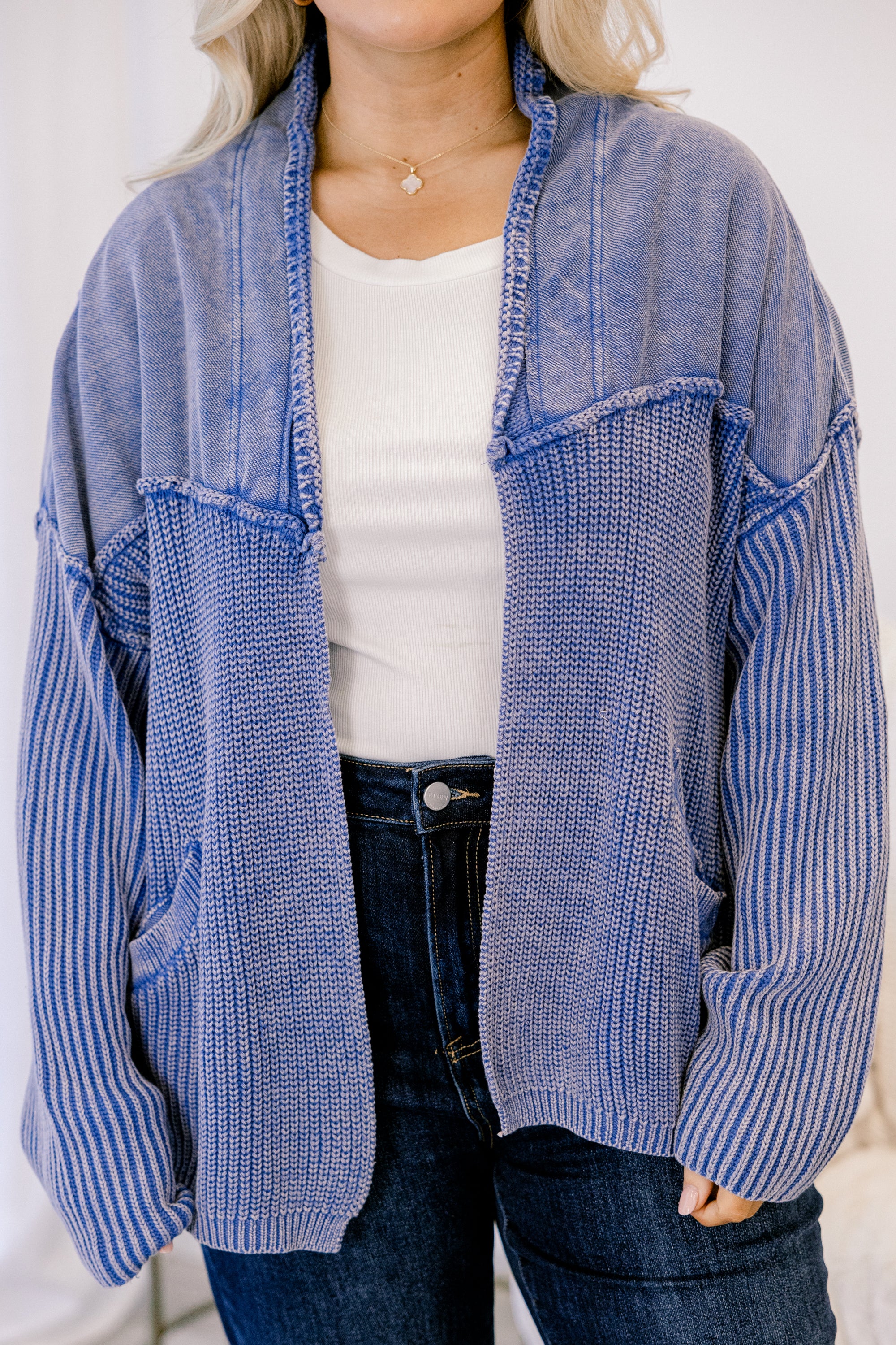Times To Remember Cardigan, Washed Blue - Giverhouse