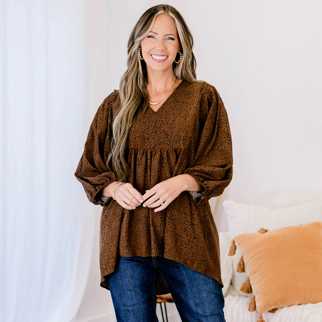 Looking For A Message Top, Brown-Black - Giverhouse