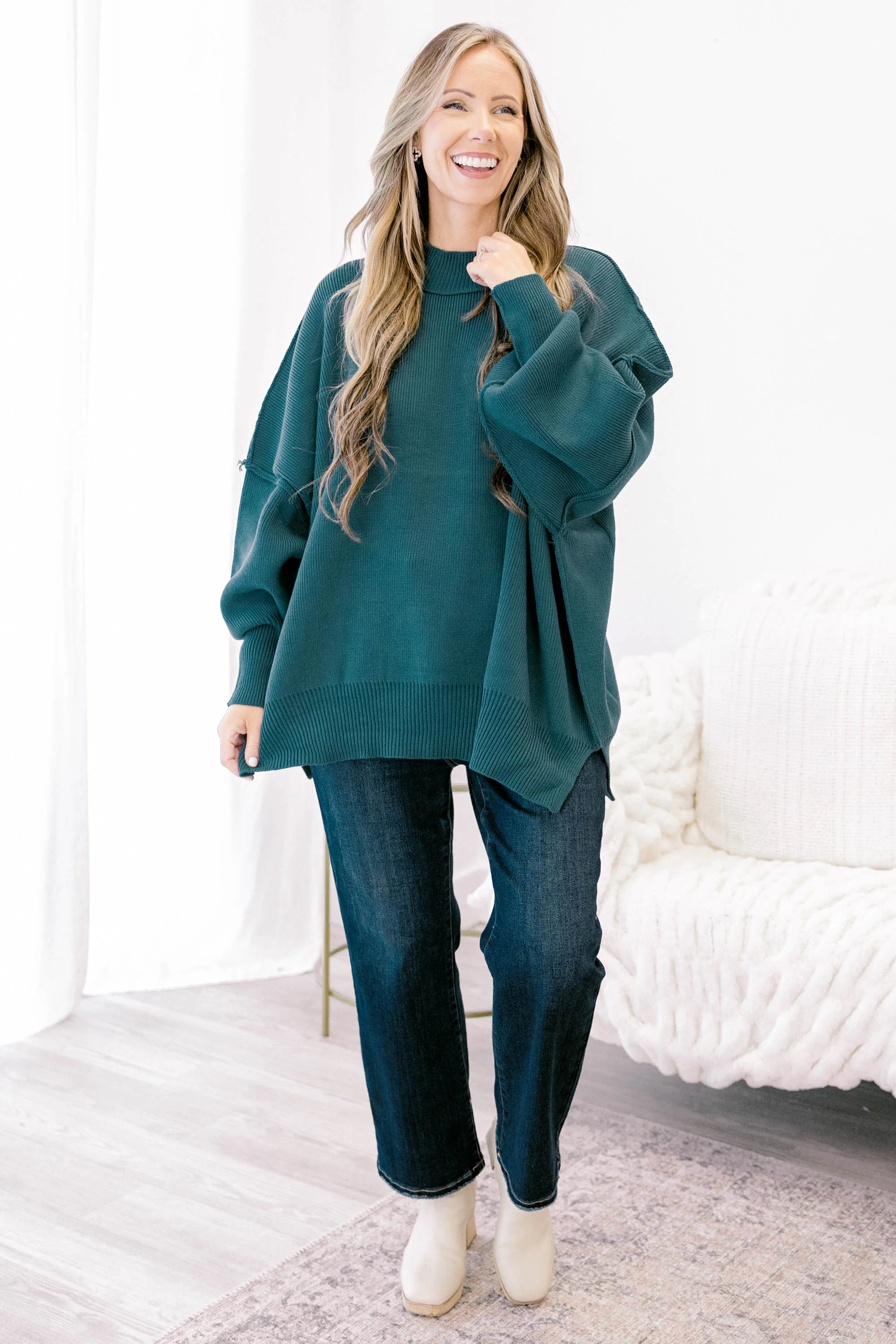 Perfectly Cozy Sweater, Teal - Giverhouse