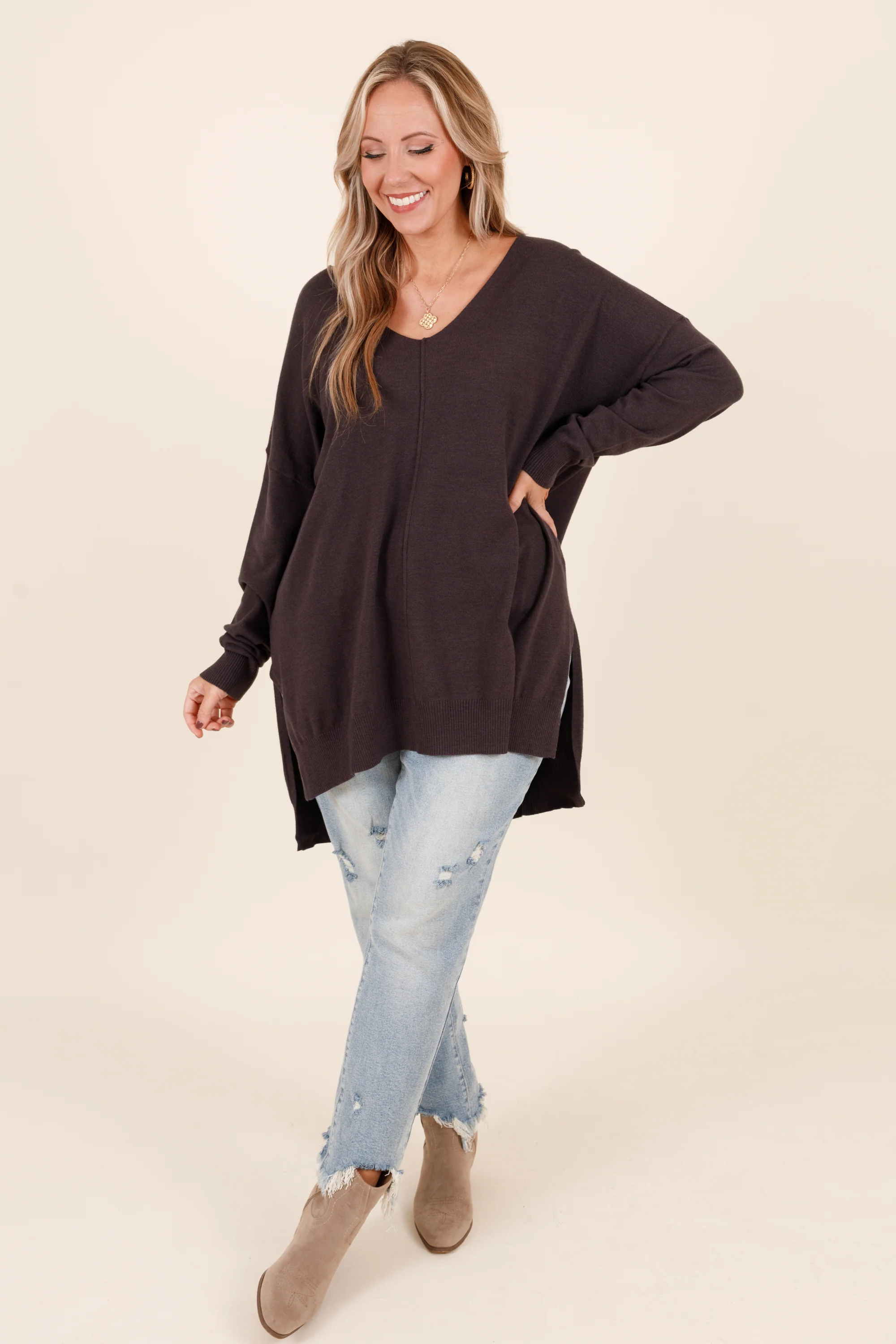 Miss Who I Was Sweater, Charcoal - Giverhouse