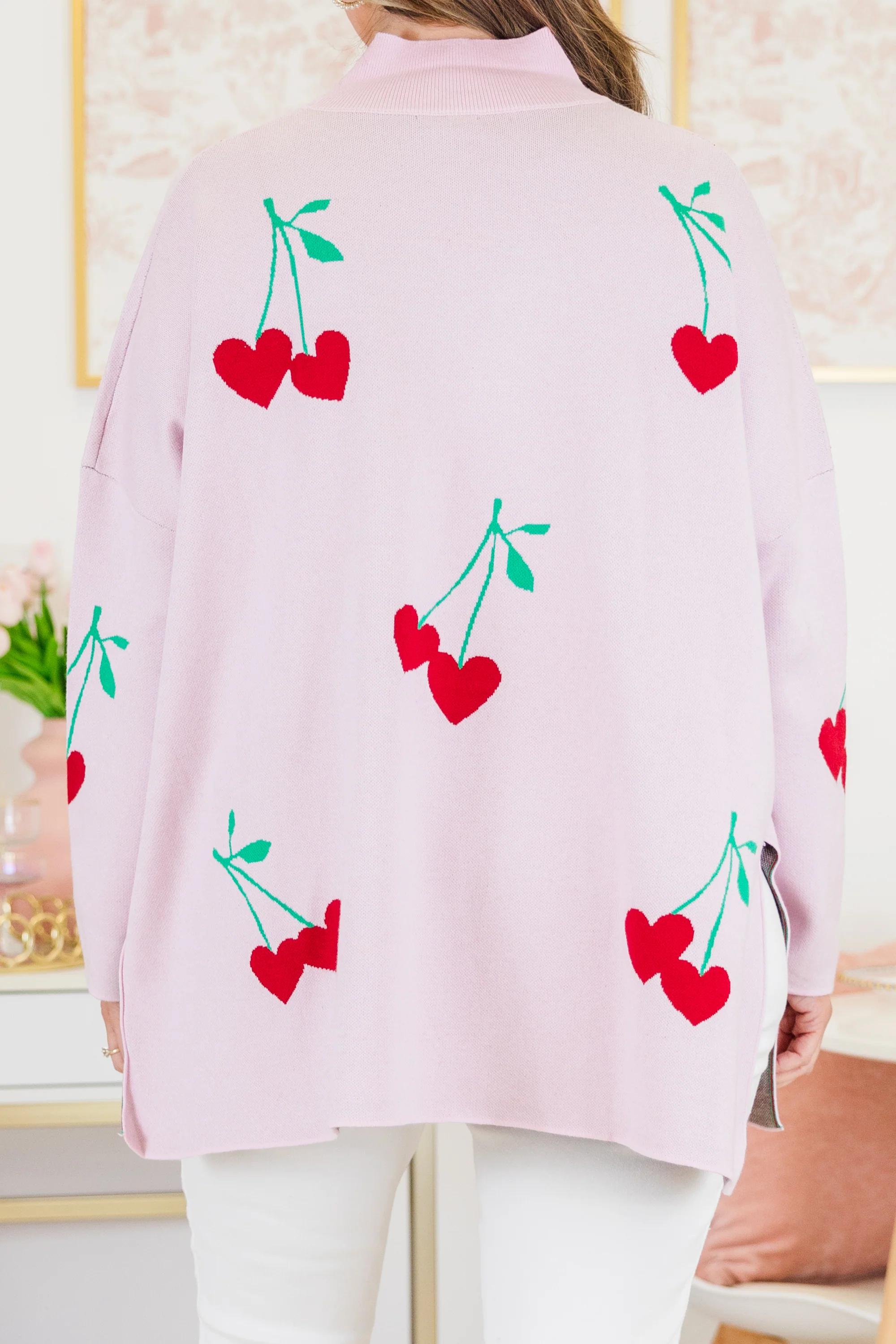 Cherry Sweet Sweater, Pink - Giverhouse