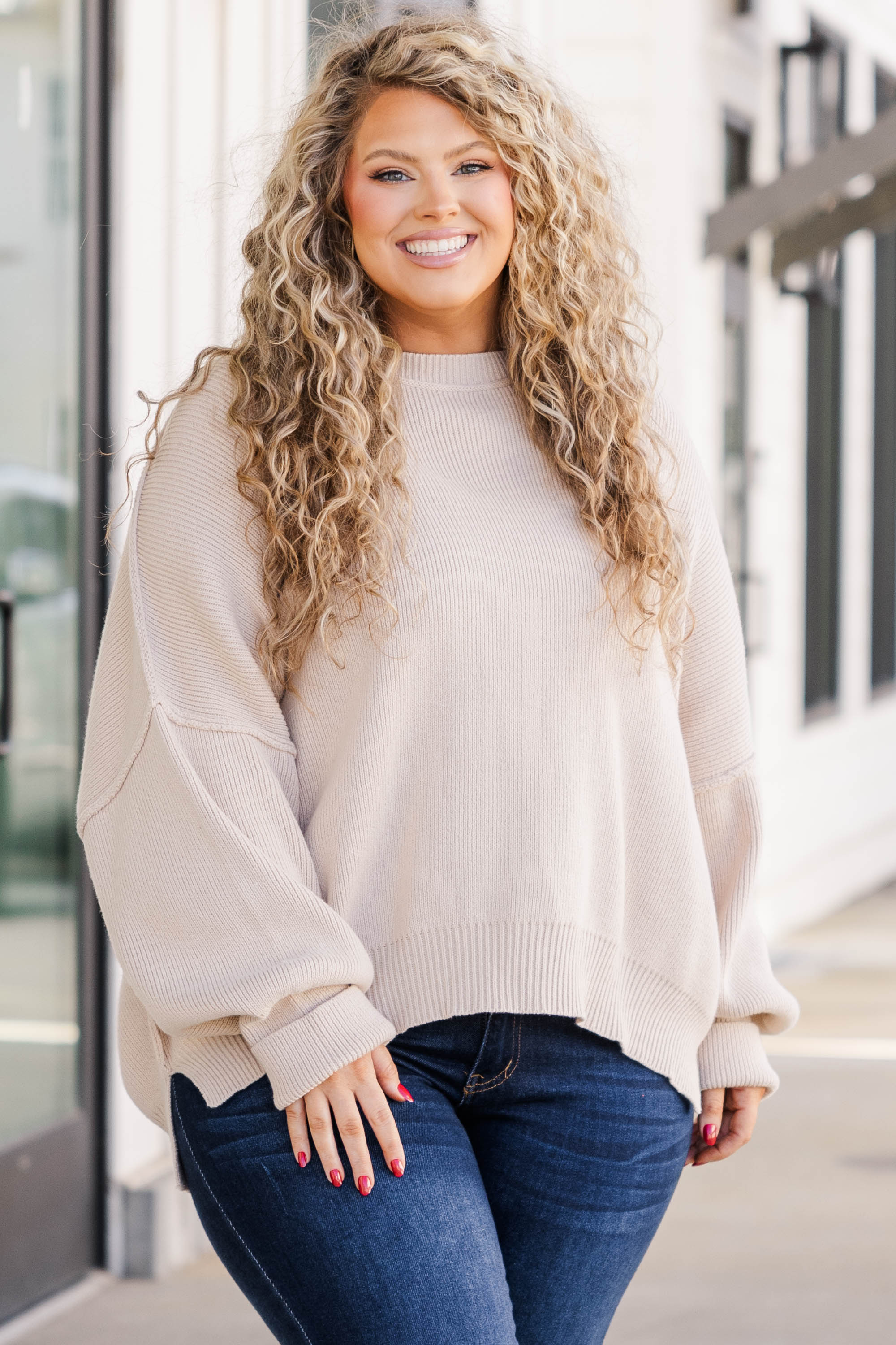 Magically Perfect Sweater, Taupe - Giverhouse