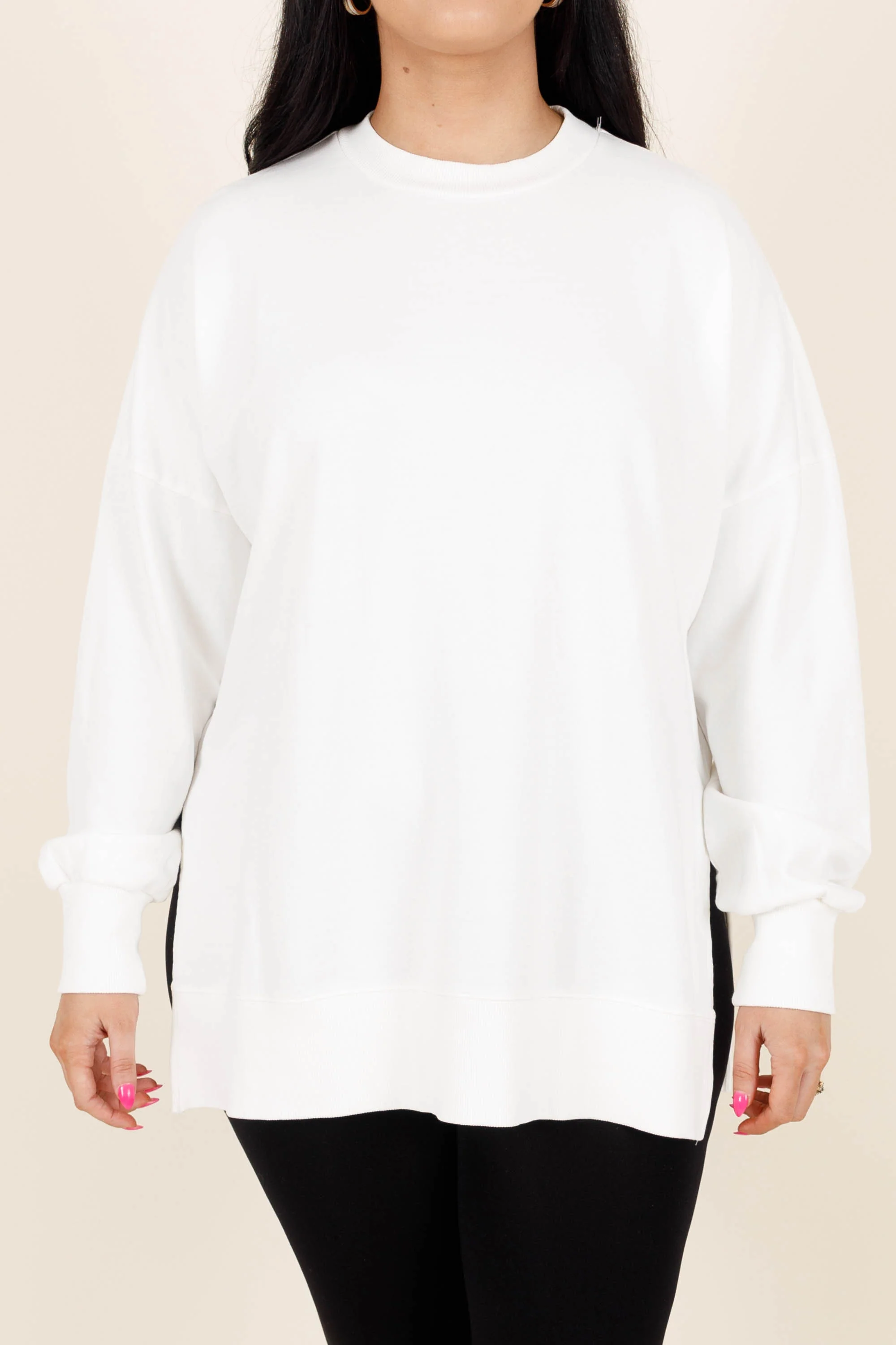 Cozy Crewneck Pullover, White - Giverhouse